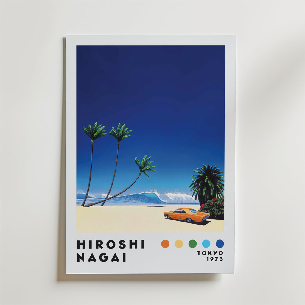 Mockup av Hiroshi Nagai Tropical affisch på vägg – köp enkelt hos Bozetto i hög kvalitet