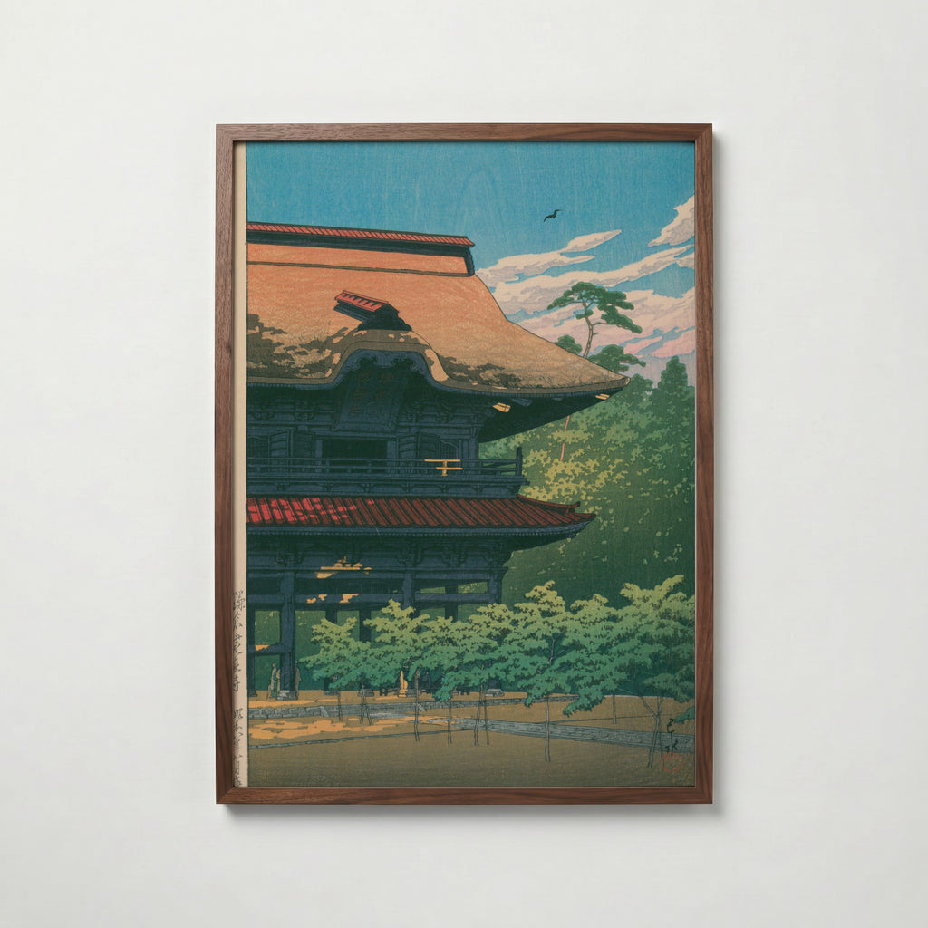 Hasui Kawase Kencho Temple Kamakura 1933 Poster – valnötsram