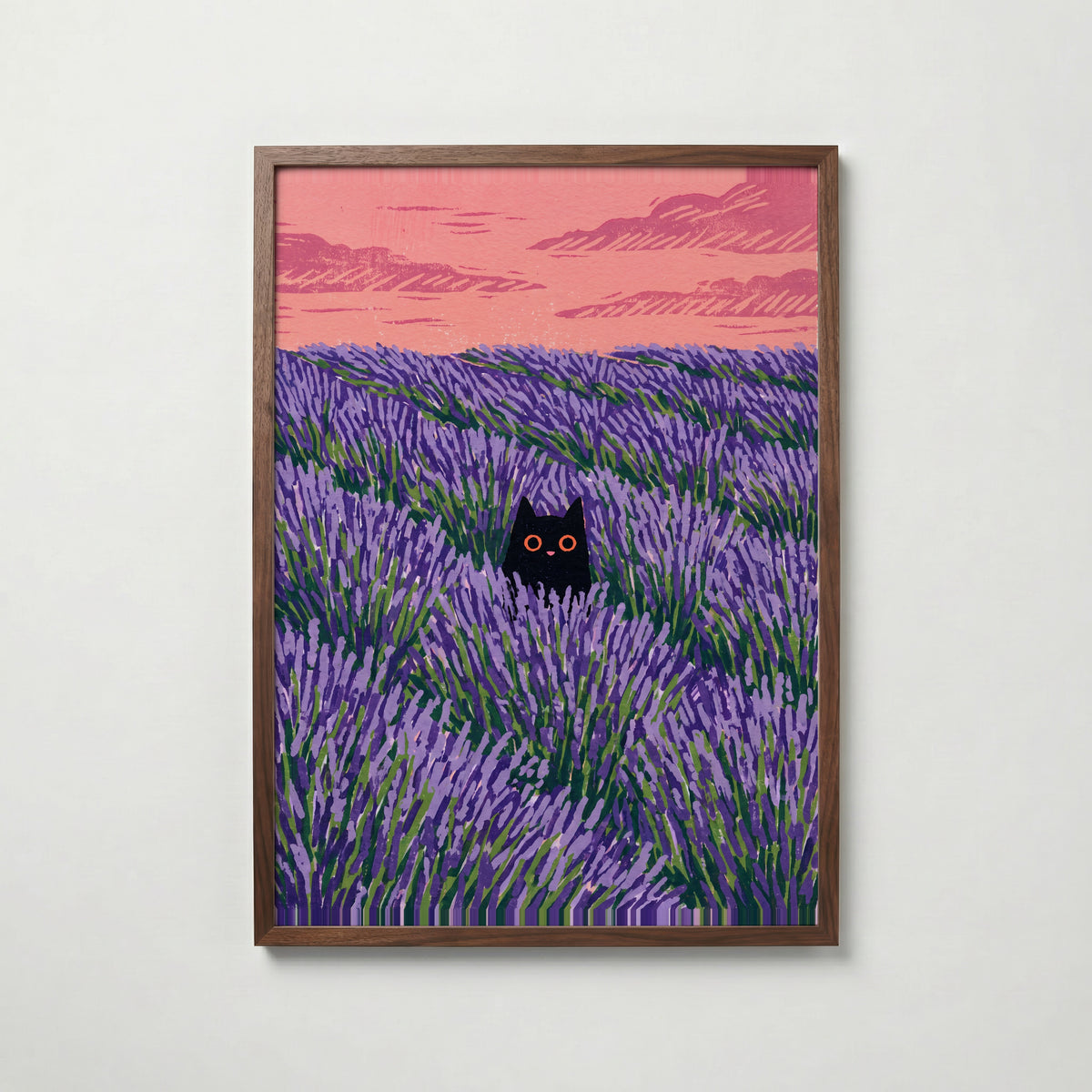 Hidden Cat Lavender Poster – valnötsram