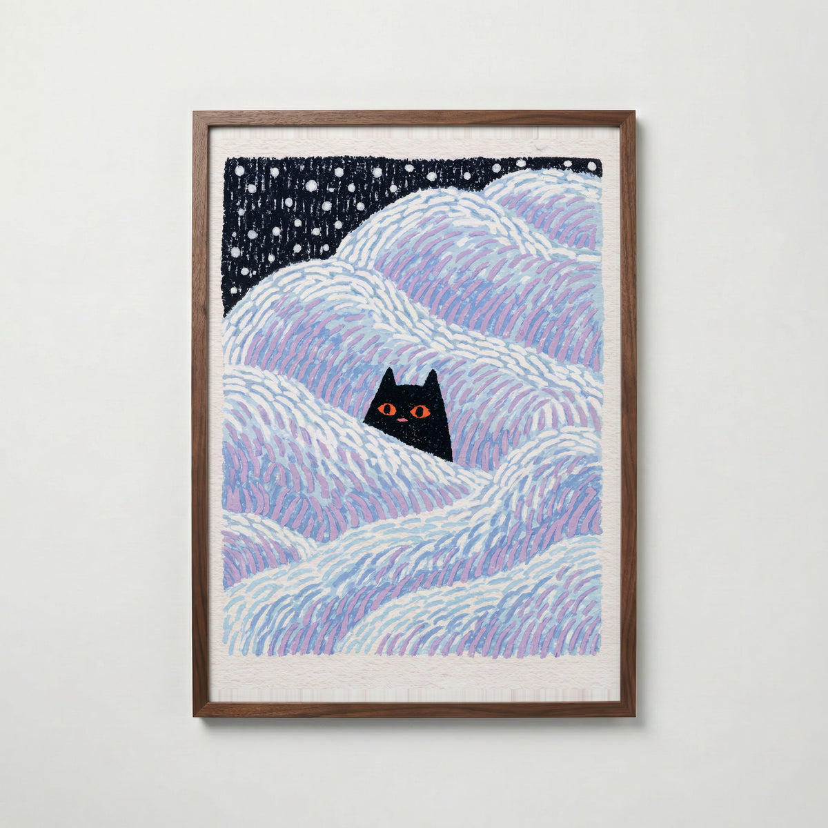 Hidden Cat Snowdrift Poster – valnötsram