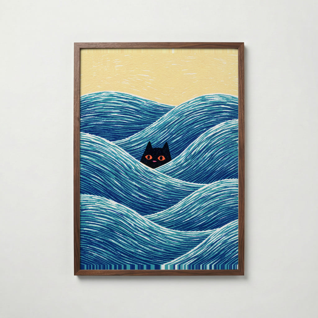 Hidden Cat Waves Poster – valnötsram