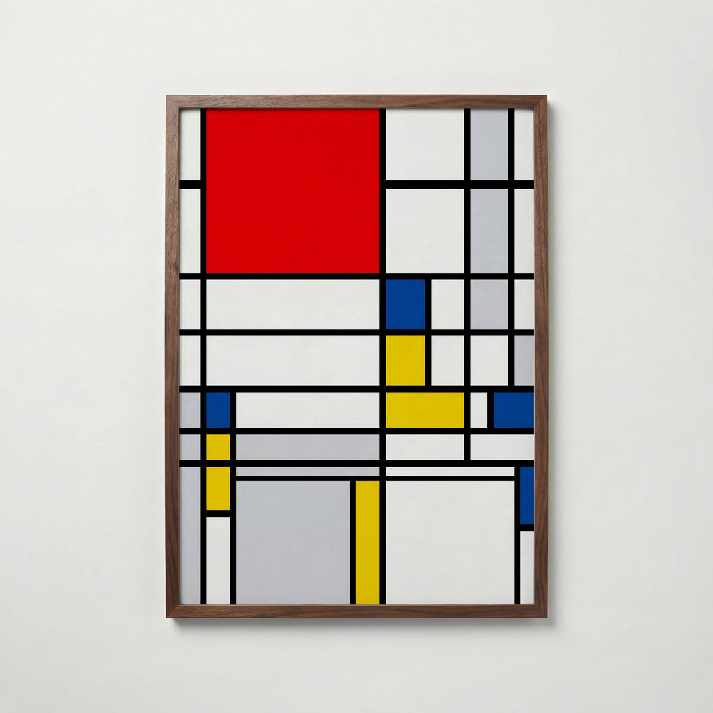 Piet Mondrian Tall Composition with Red Poster – valnötsram