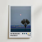 Mockup av Hiroshi Nagai Moon Over City affisch på vägg – köp enkelt hos Bozetto i hög kvalitet
