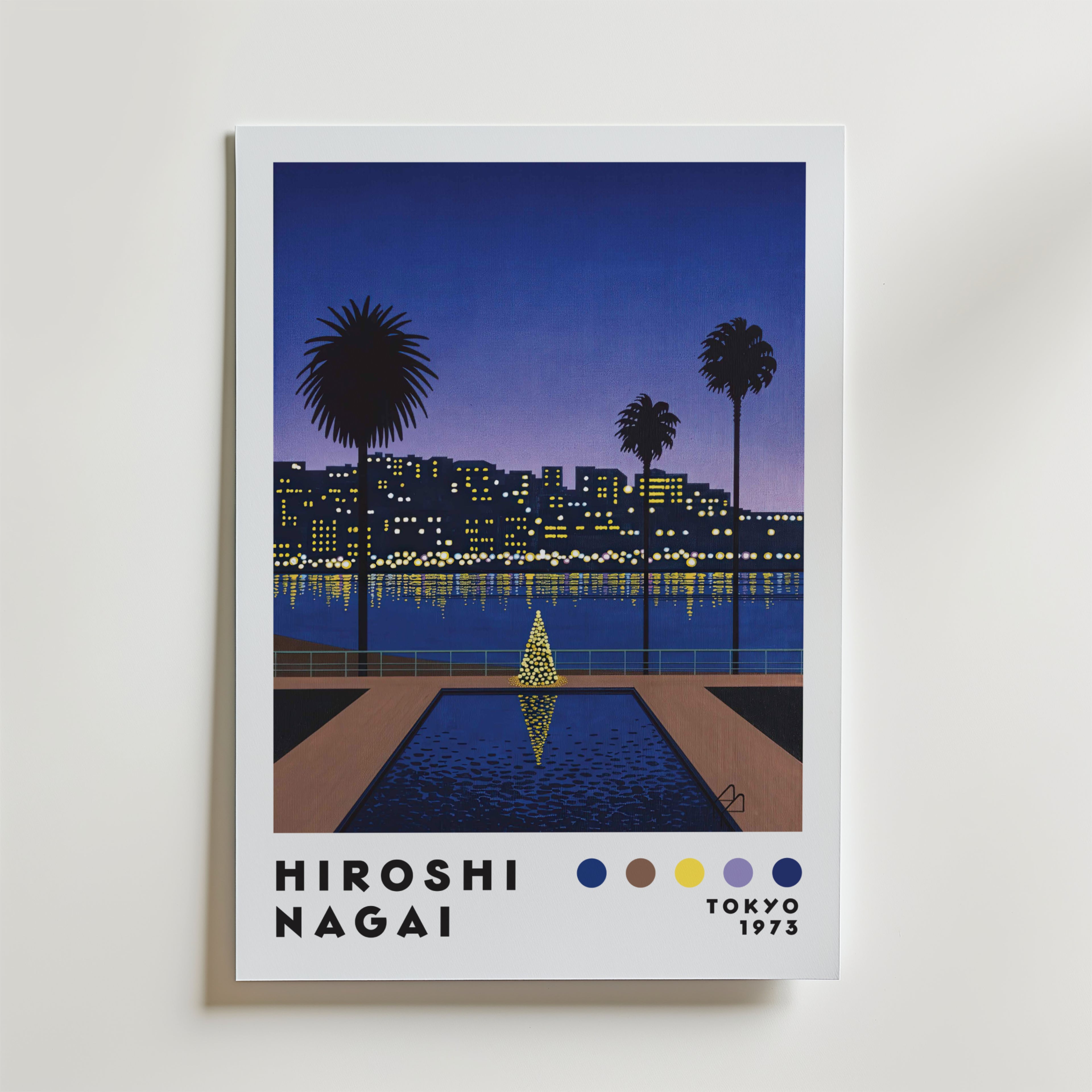 Mockup av Hiroshi Nagai Evening affisch på vägg – köp enkelt hos Bozetto i hög kvalitet