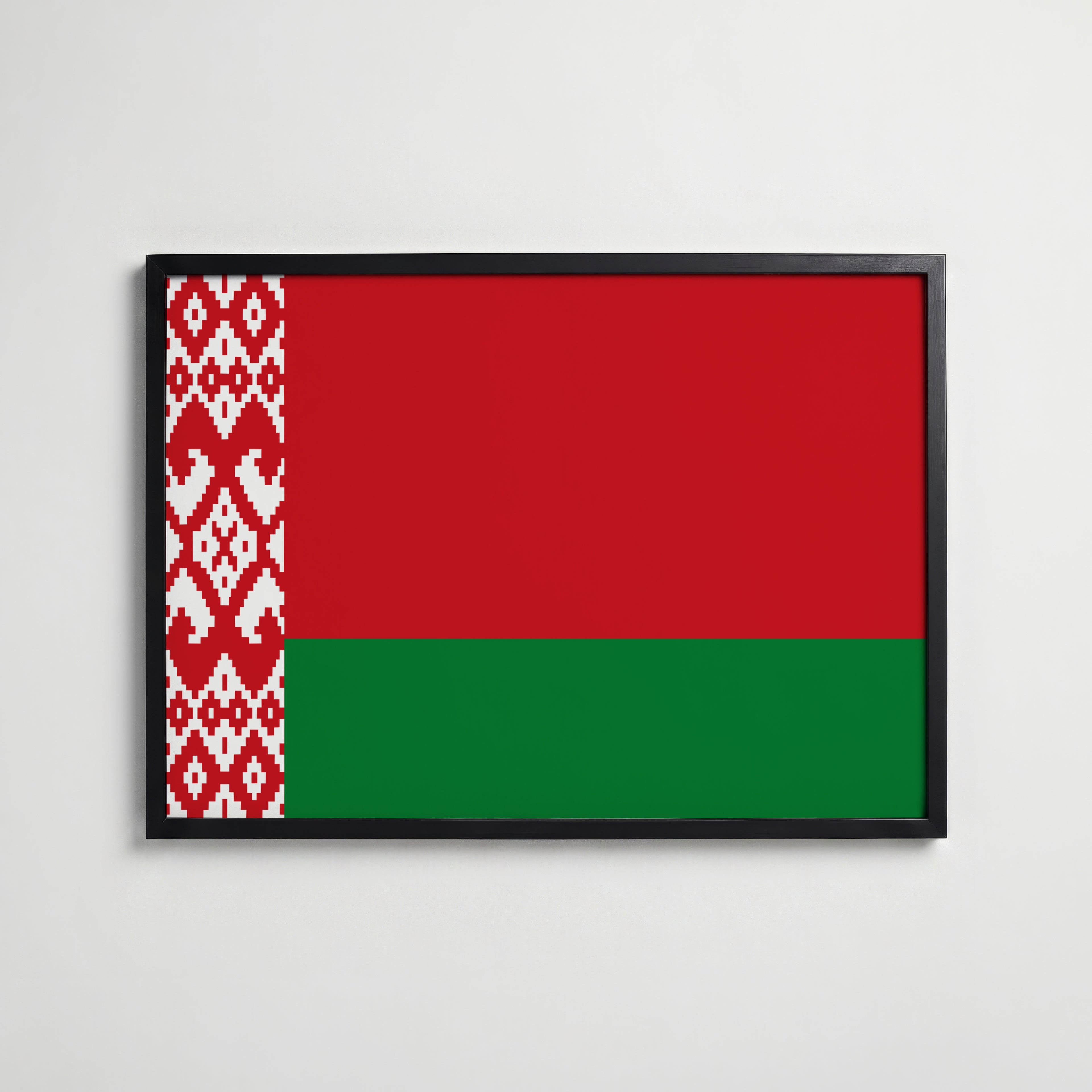 Belarus National Flag Poster i svart ram – stilren konsttryck som väggdekor från Bozetto