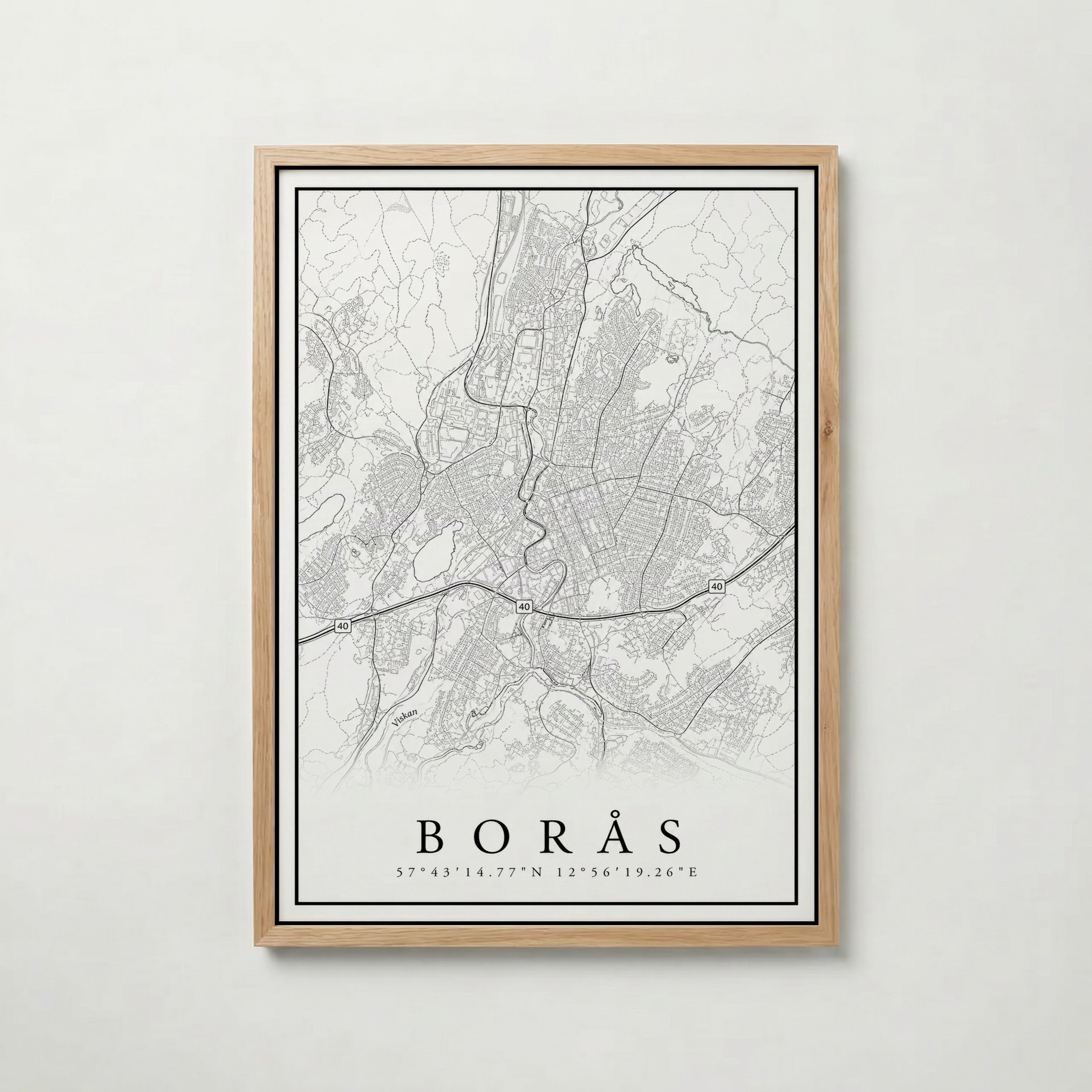 Borås Karta poster i flera storlekar – jämför mått och välj rätt hos Bozetto i hög tryckkvalitet