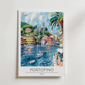 Portofino Harbor Escape – stilfullt konsttryck från Bozetto, tryckt på matt finpapper