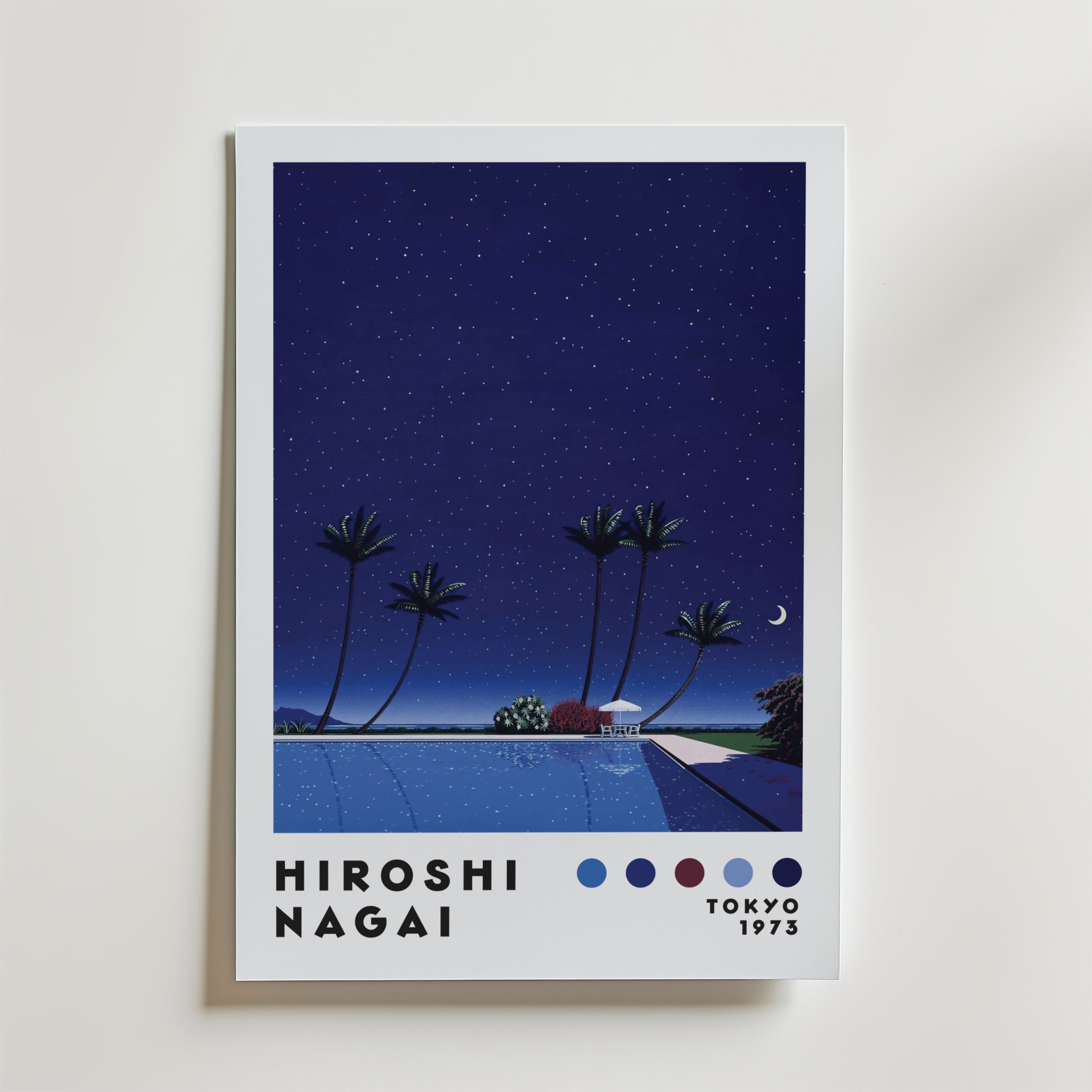 Mockup av Hiroshi Nagai Starry Night affisch på vägg – köp enkelt hos Bozetto i hög kvalitet