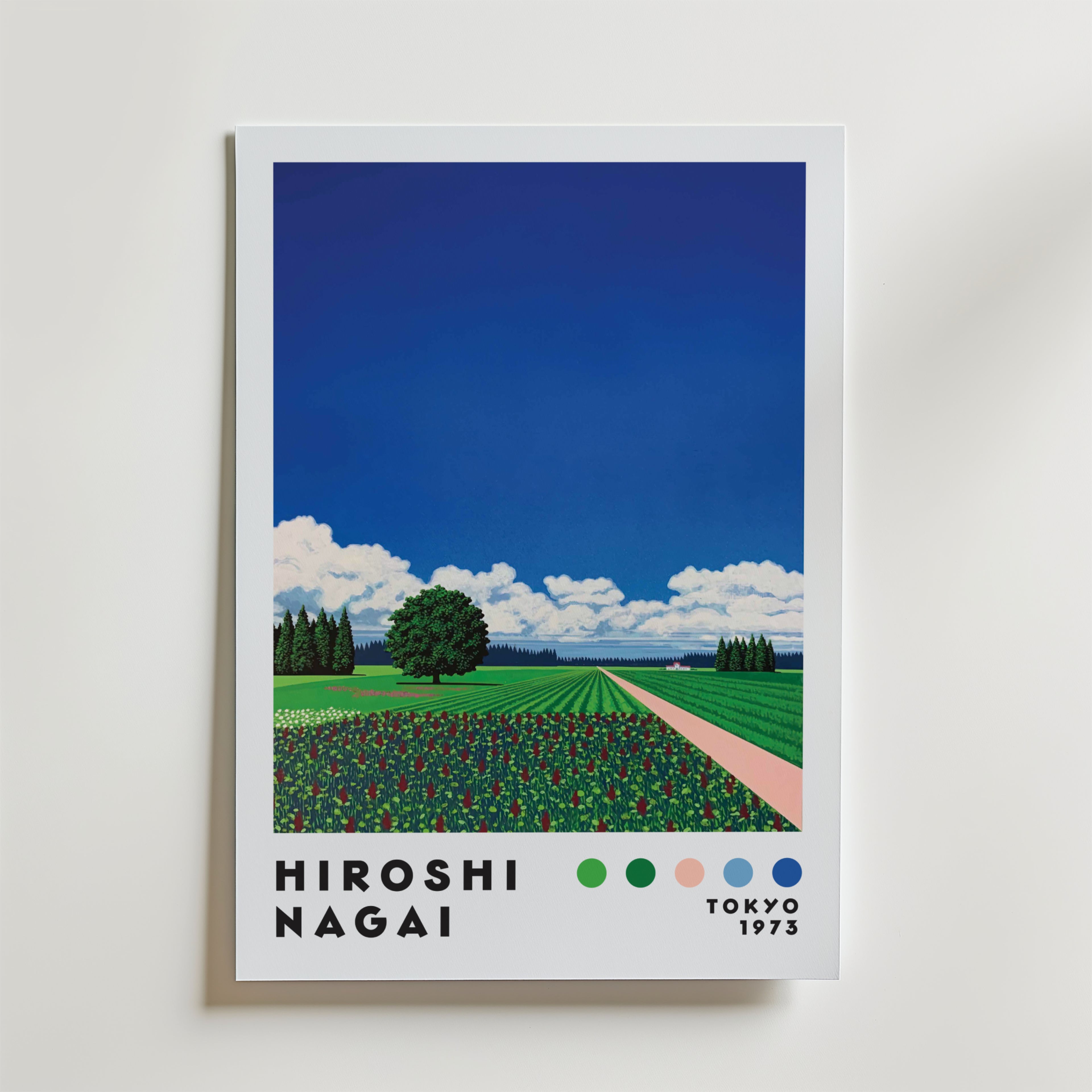 Mockup av Hiroshi Nagai Floral Horizon affisch på vägg – köp enkelt hos Bozetto i hög kvalitet