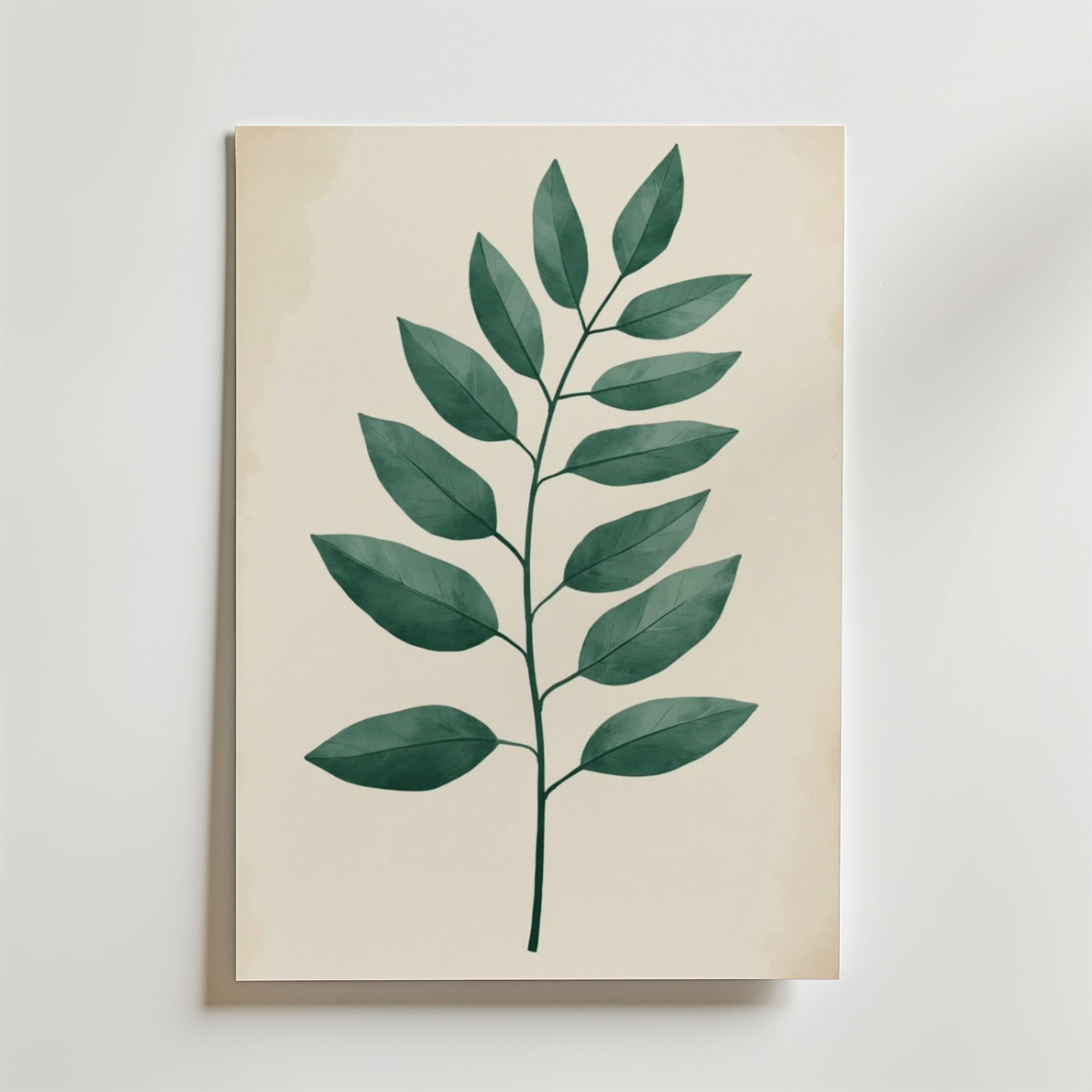 Single Green Leaf – stilfullt konsttryck från Bozetto, tryckt på matt finpapper i hög tryckkvalitet