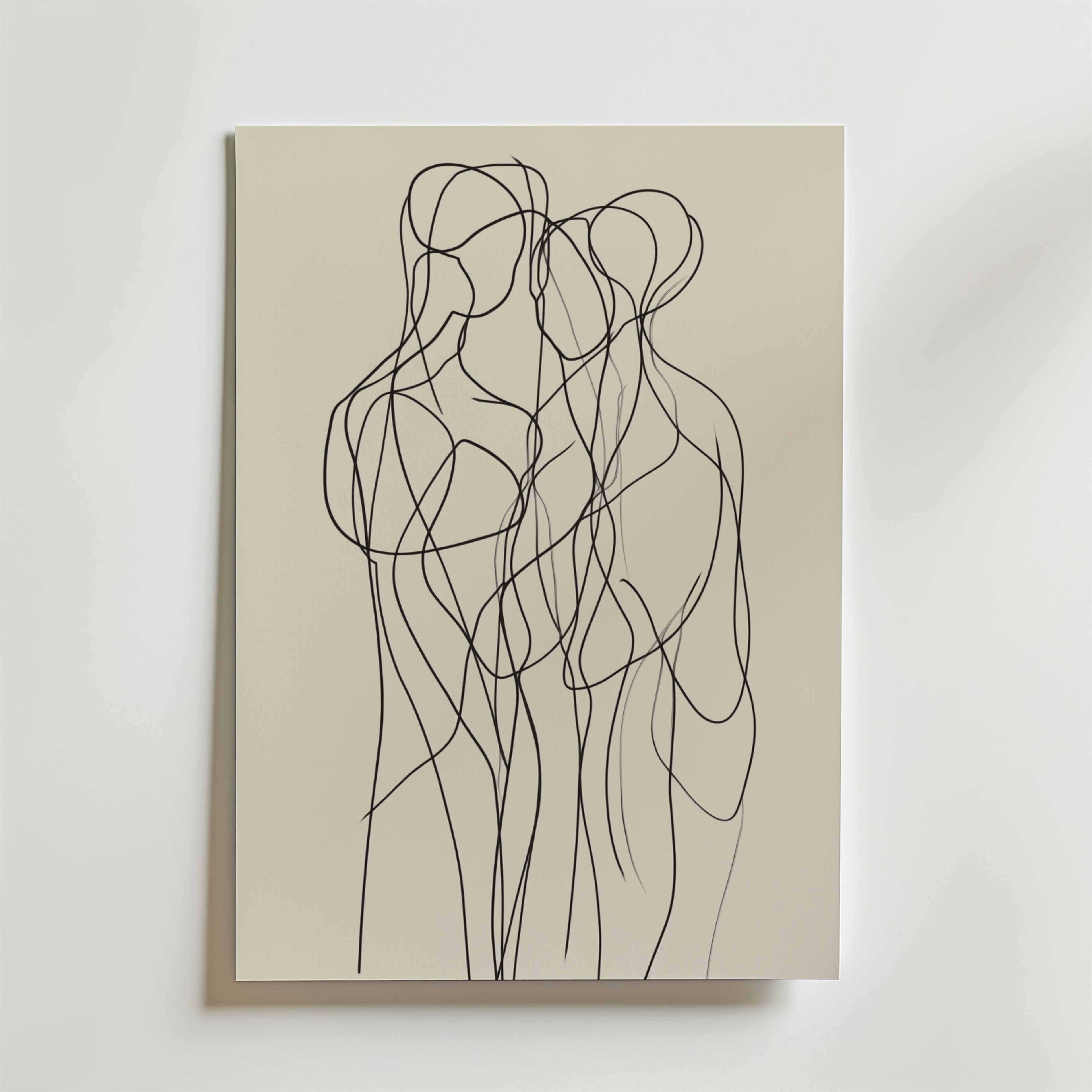 Minimalist Line Art Trio – stilfullt konsttryck från Bozetto, tryckt på matt finpapper