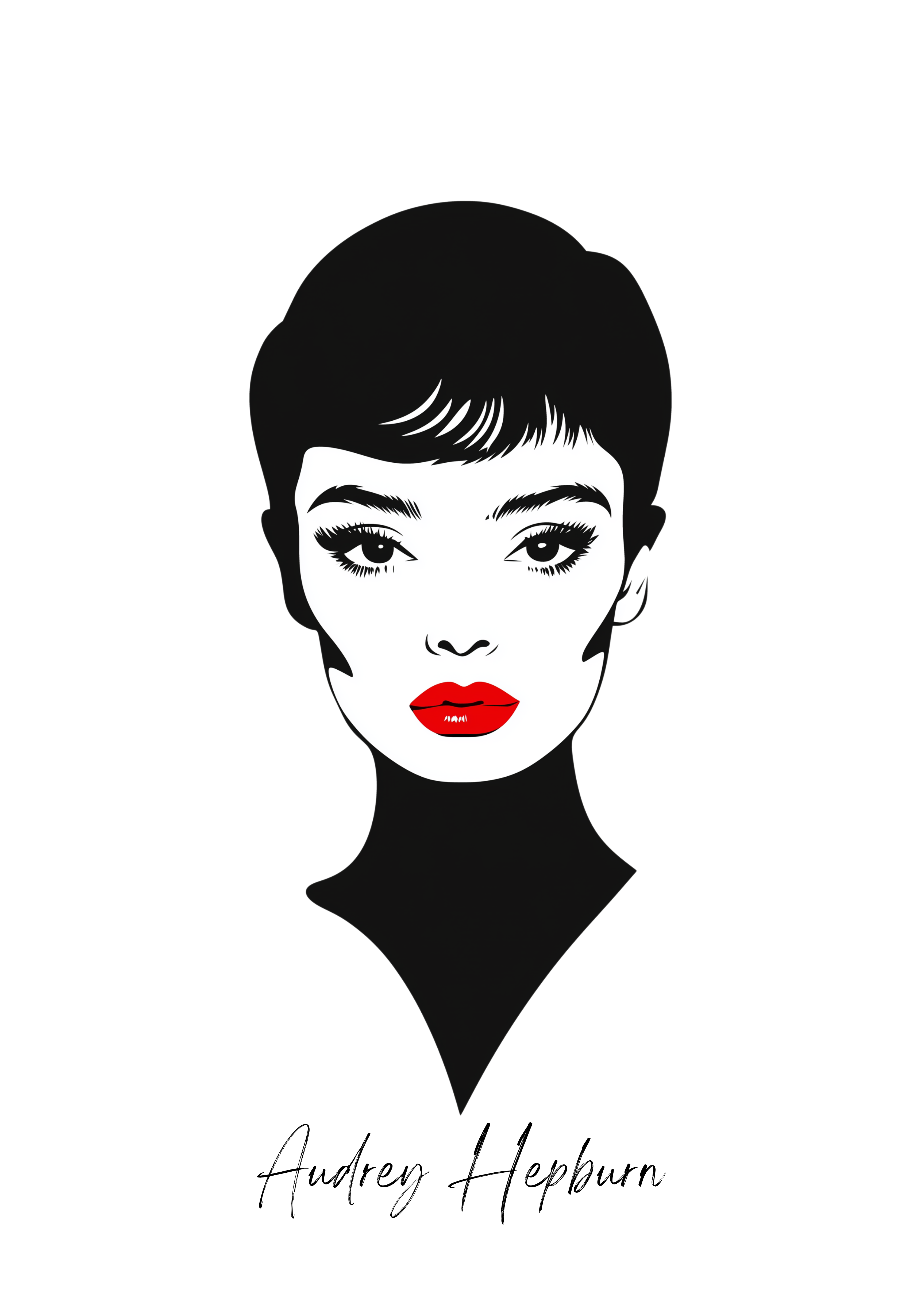 Timeless Audrey Hepburn poster visad rakt fram – Bozetto affisch i hög tryckkvalitet