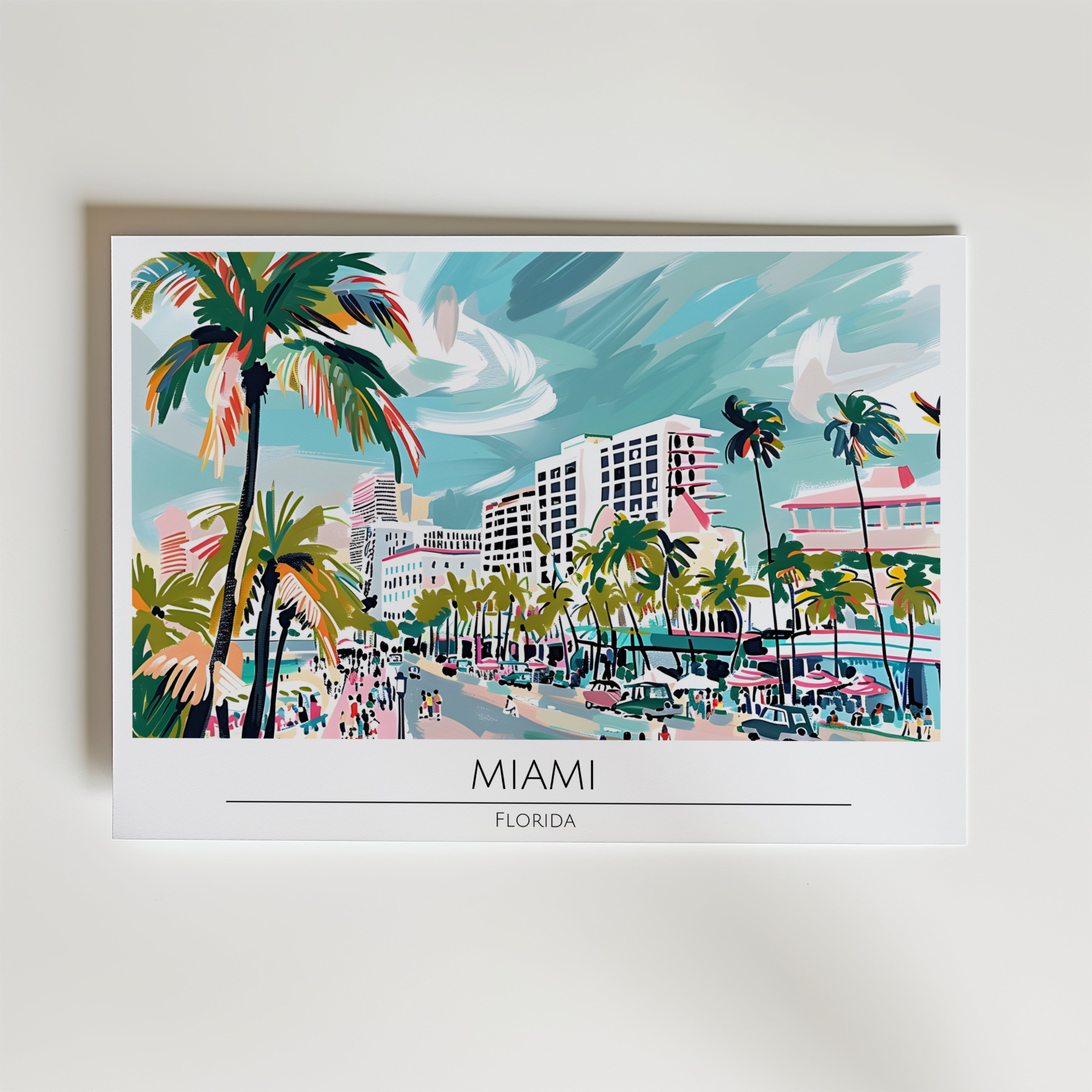 Miami – stilfullt konsttryck från Bozetto, tryckt på matt finpapper i hög tryckkvalitet