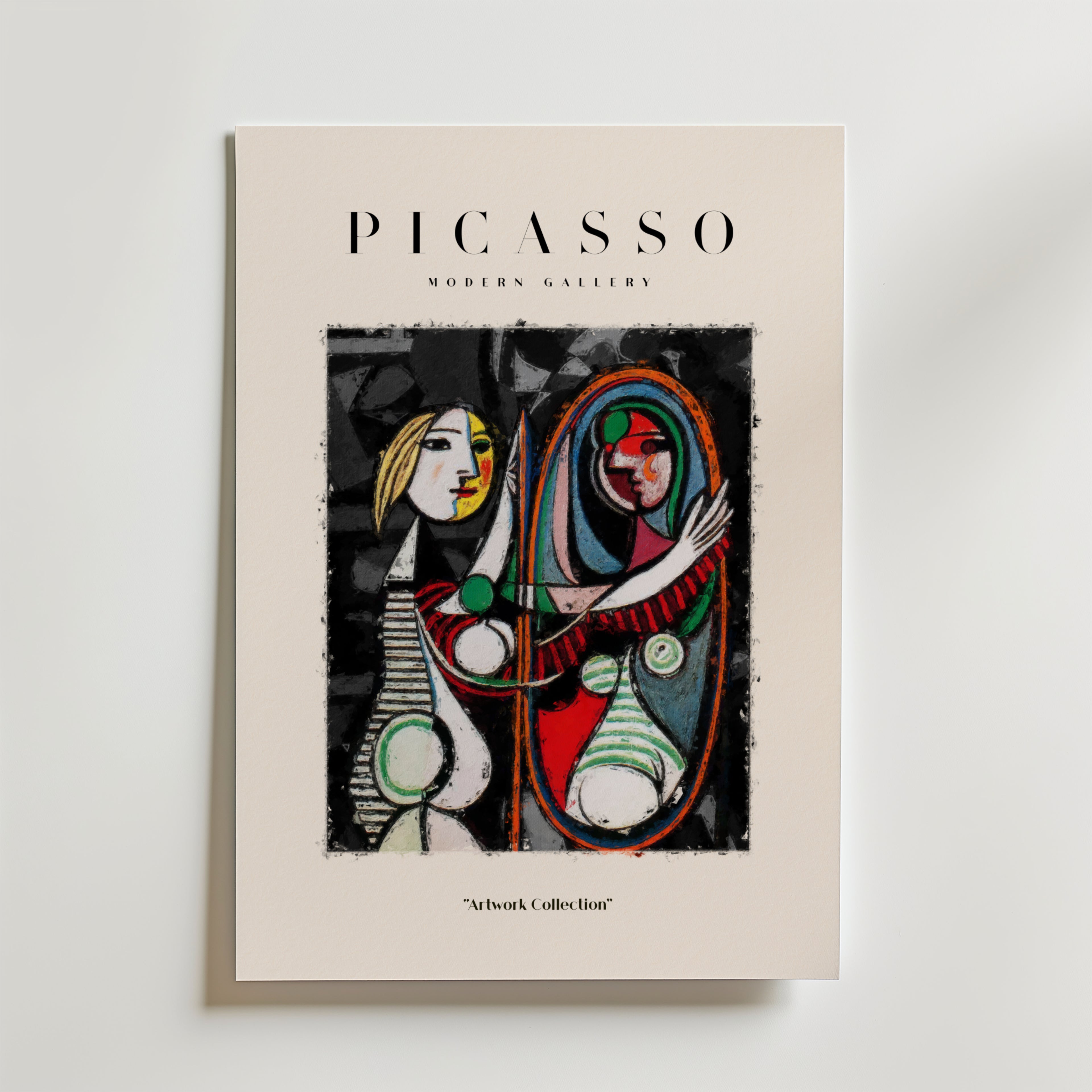 Picasso Inspired Mirror – stilfullt konsttryck från Bozetto, tryckt på matt finpapper