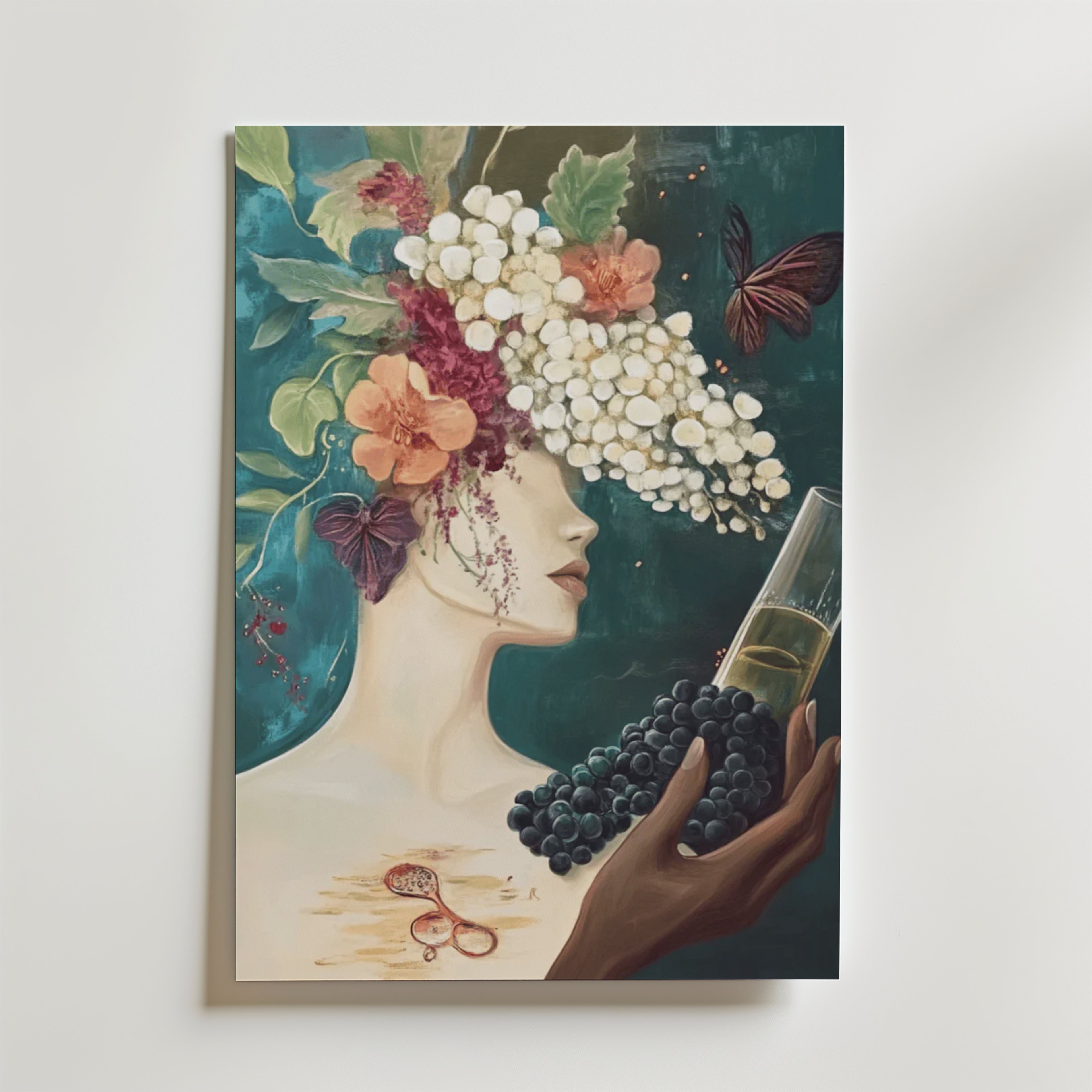 Floral Art With Butterflies And affisch på neutral bakgrund – poster från Bozetto