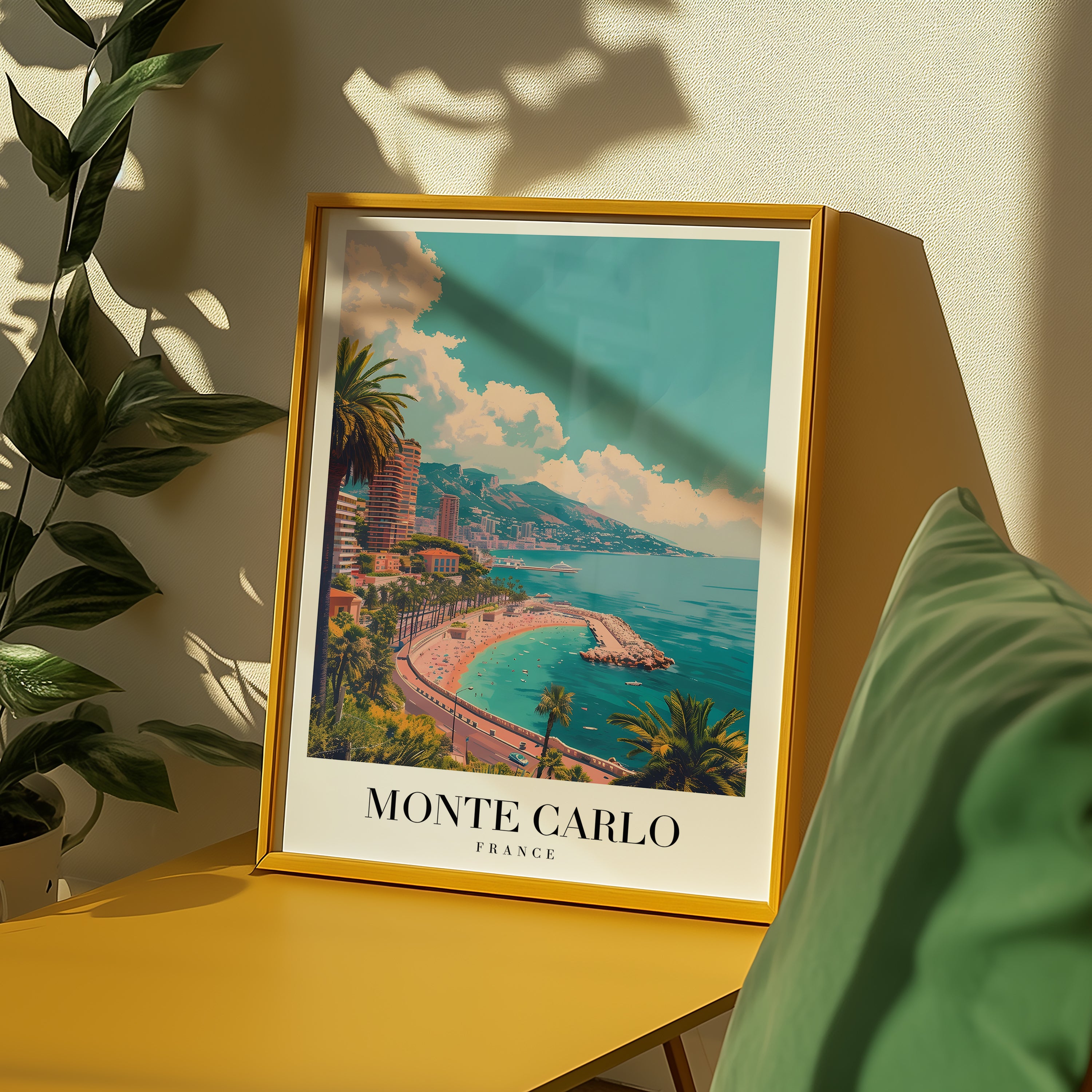 Mockup av The Monte Carlo affisch på vägg – köp enkelt hos Bozetto i hög kvalitet