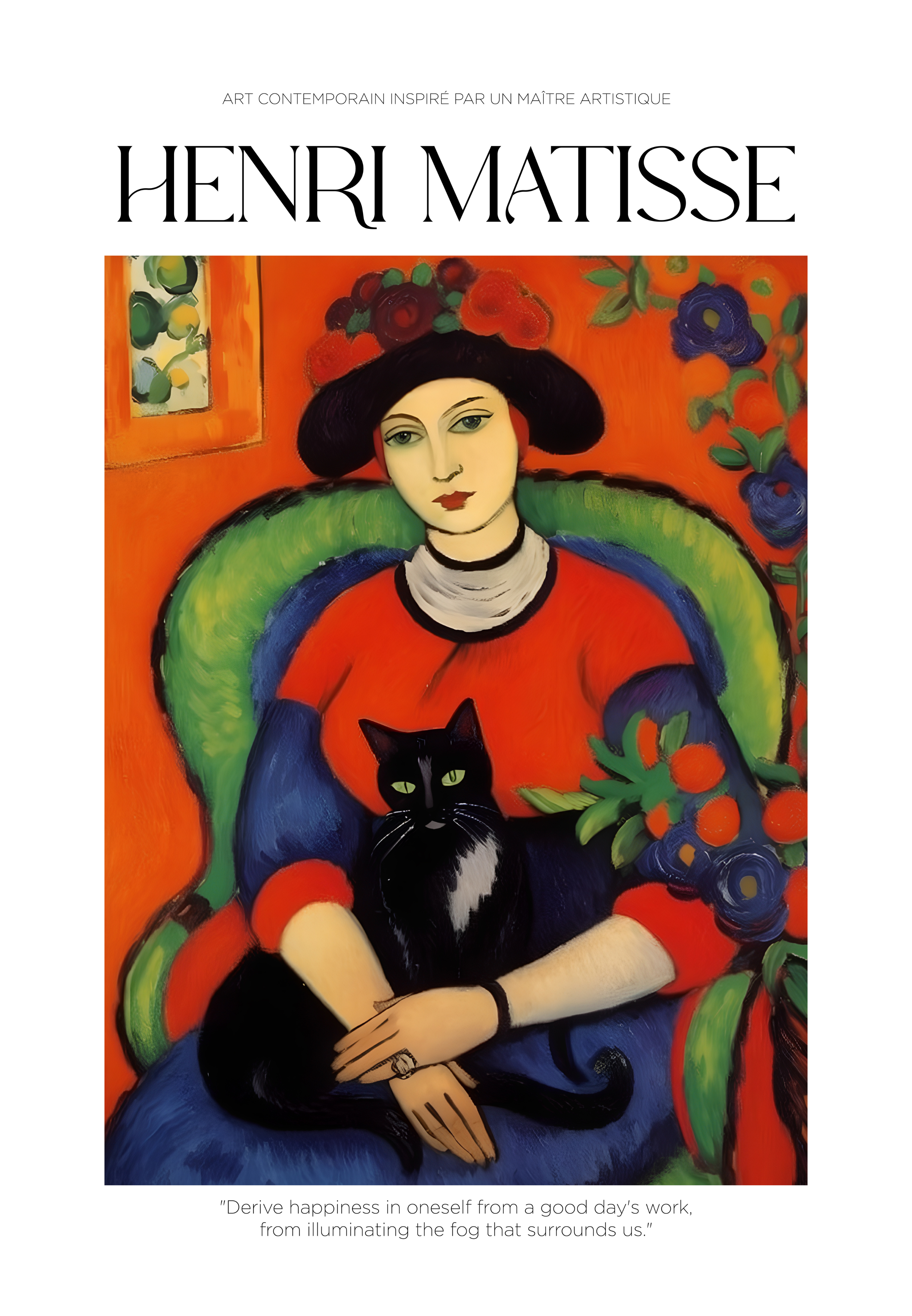 La Femme au Chat Matisse poster visad rakt fram – Bozetto affisch i hög tryckkvalitet