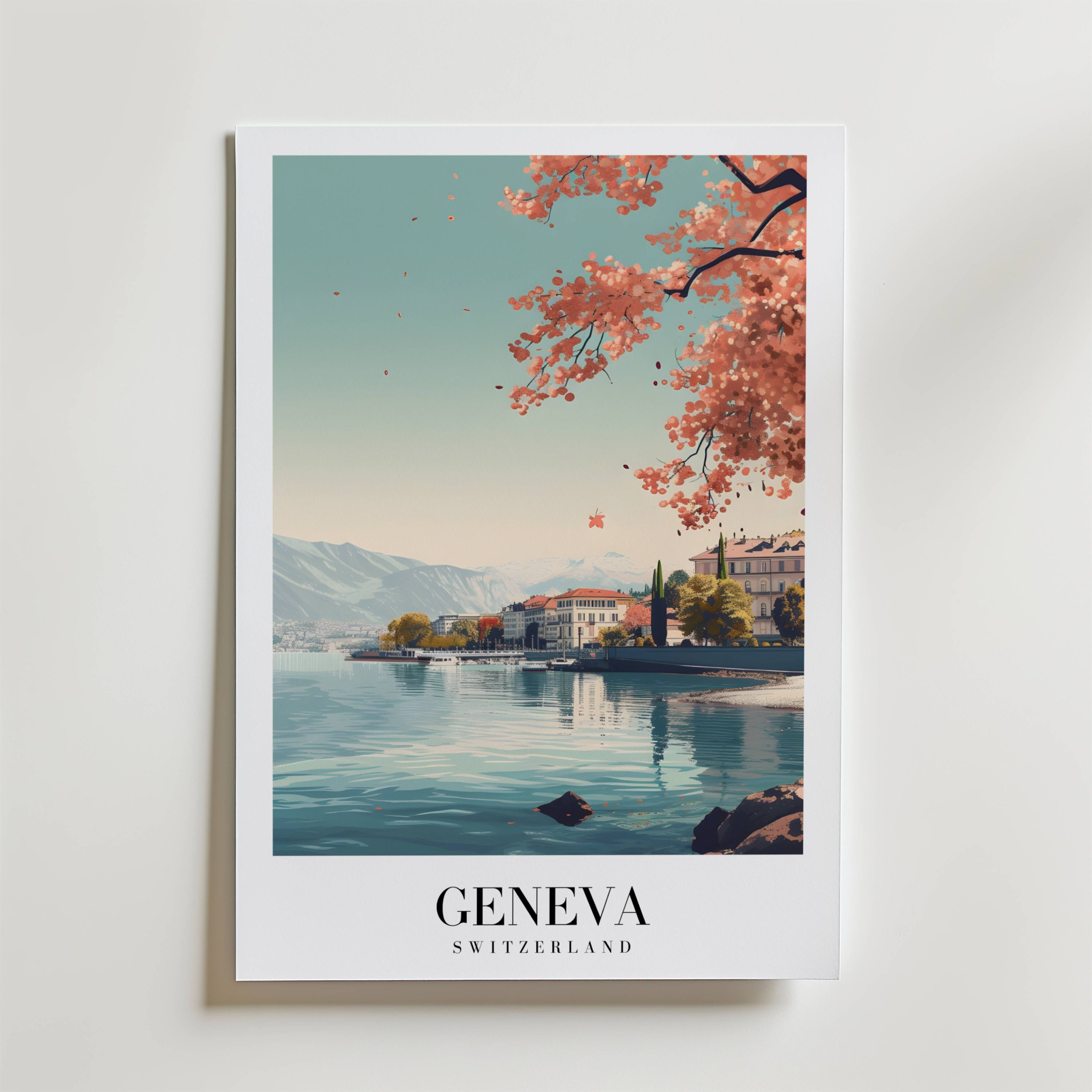 Spring Light Over Geneva – stilfullt konsttryck från Bozetto, tryckt på matt finpapper
