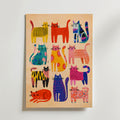 Colorful Cat Parade – stilfullt konsttryck från Bozetto, tryckt på matt finpapper