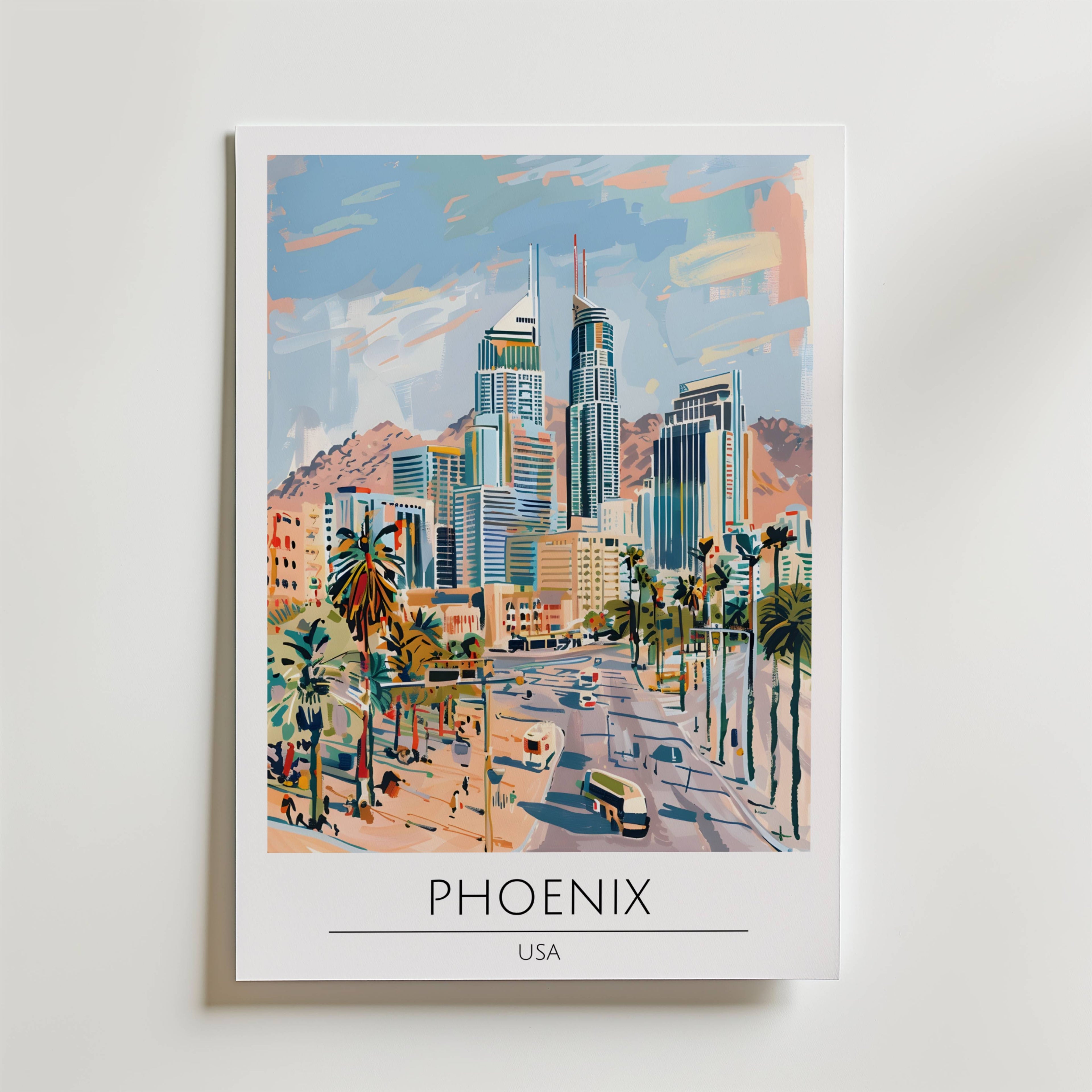 Phoenix Desert Skyline – stilfullt konsttryck från Bozetto, tryckt på matt finpapper