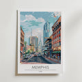 Memphis Downtown Skyline – stilfullt konsttryck från Bozetto, tryckt på matt finpapper