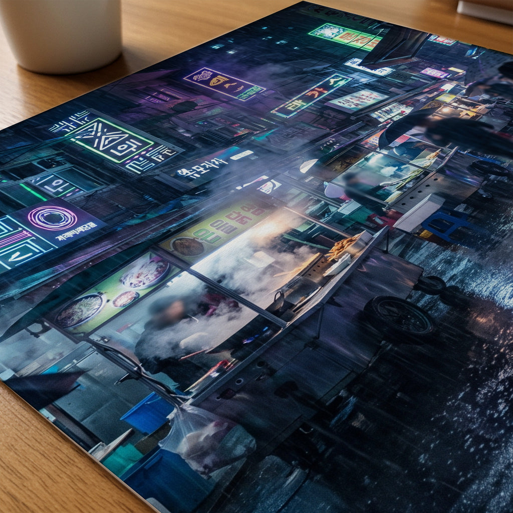 Neon Night Market Poster – tryck på papper