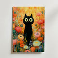 Midnight Bloom Cat – stilfullt konsttryck från Bozetto, tryckt på matt finpapper
