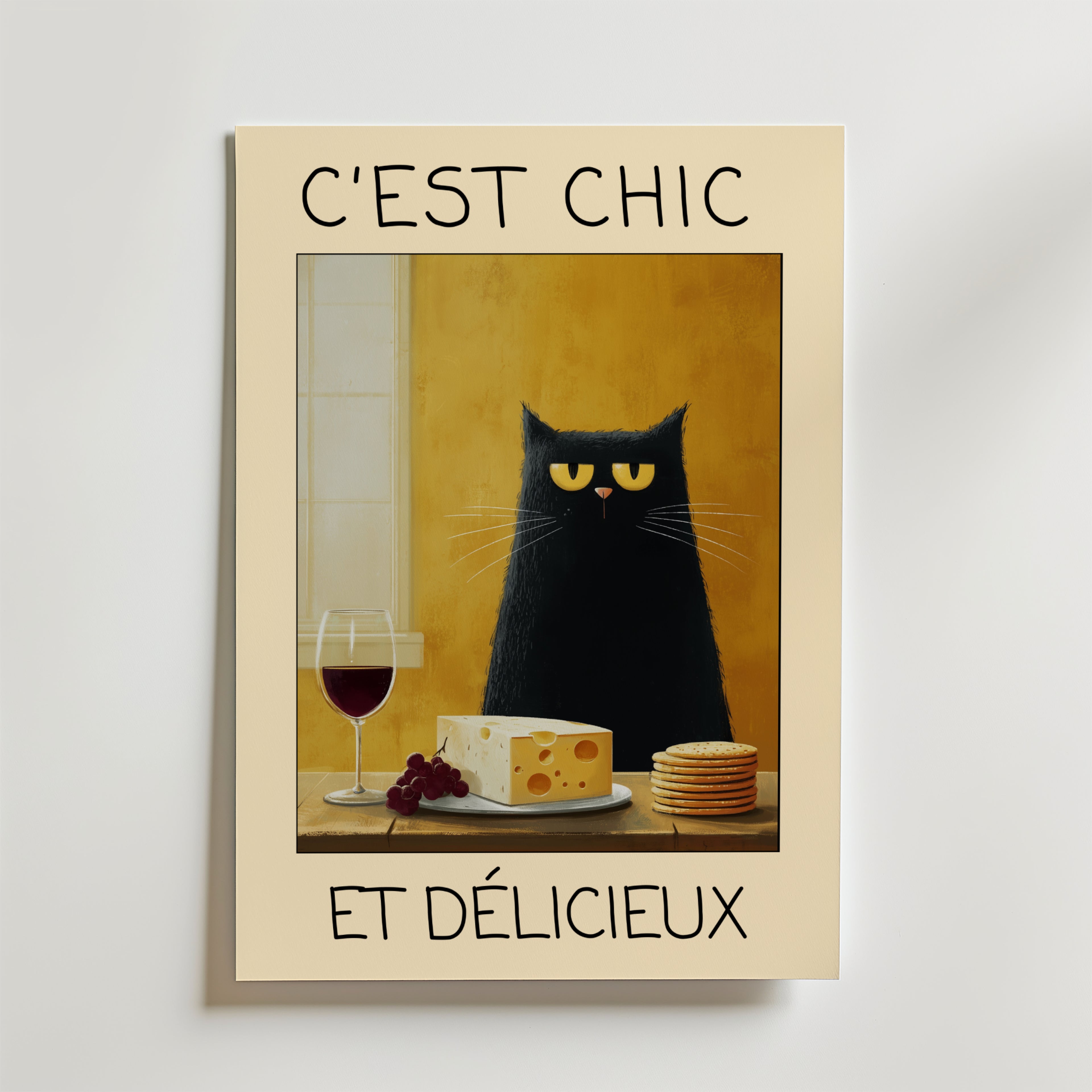 French Gourmet Cat – stilfullt konsttryck från Bozetto, tryckt på matt finpapper