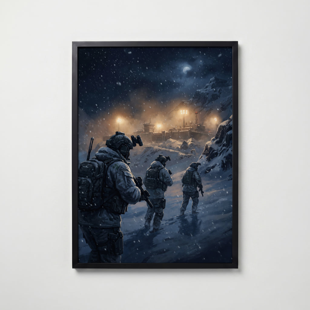 Winter Patrol Poster – svart ram