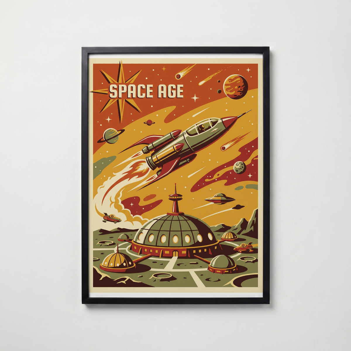 Space Age Poster – svart ram