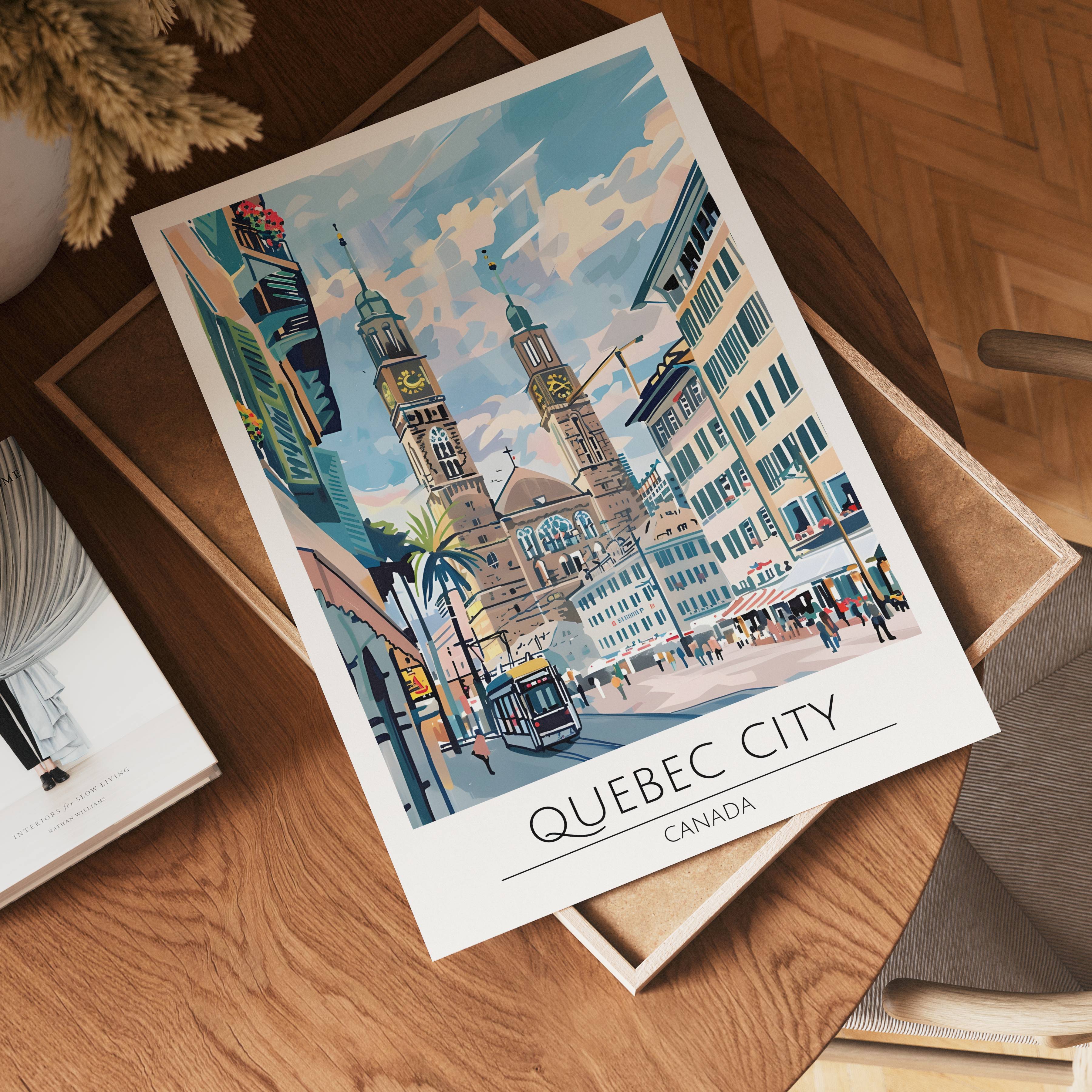 Quebec City Old Town Vista – affisch med stilfullt motiv från Bozetto i hög kvalitet