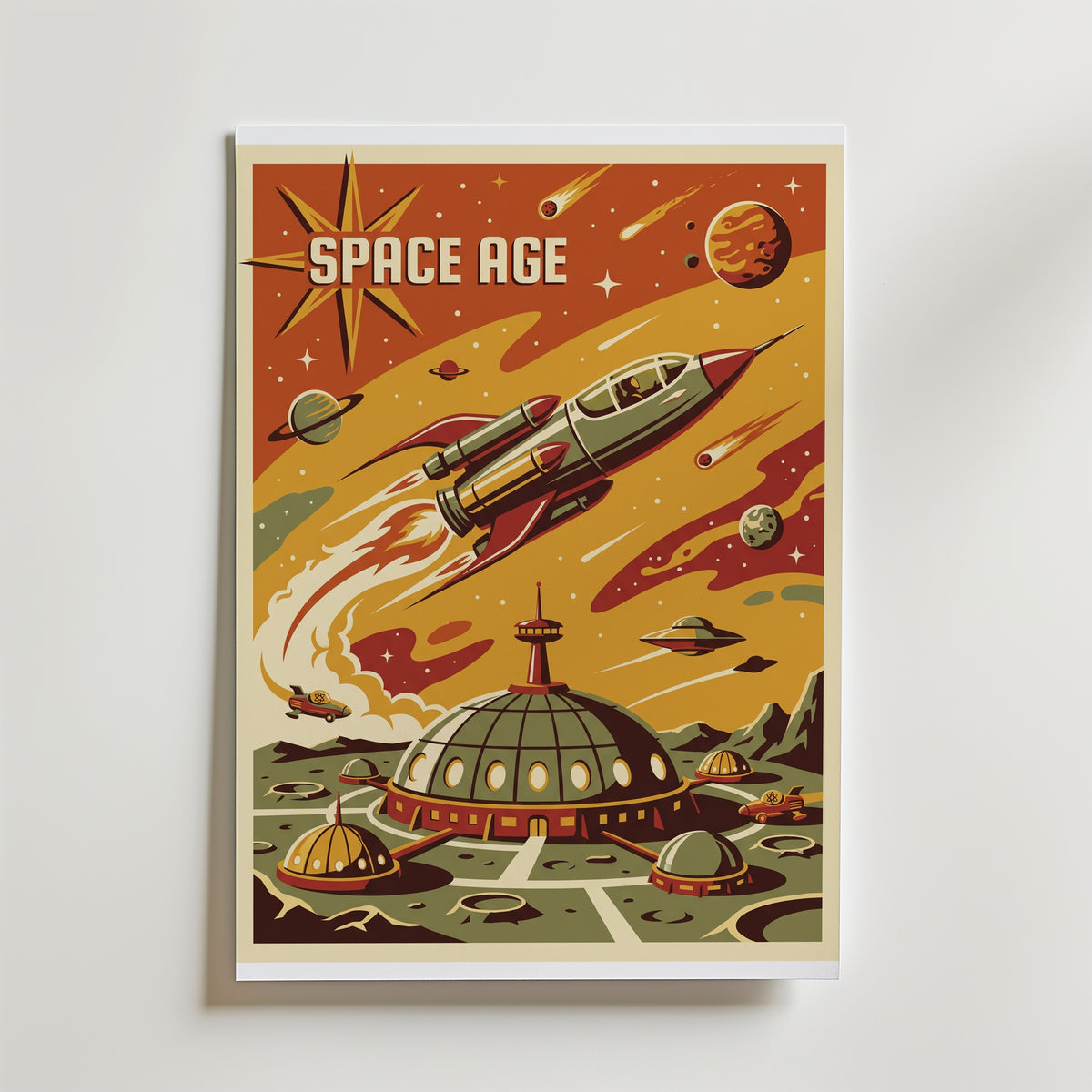 Space Age Poster – canvas utan passepartout