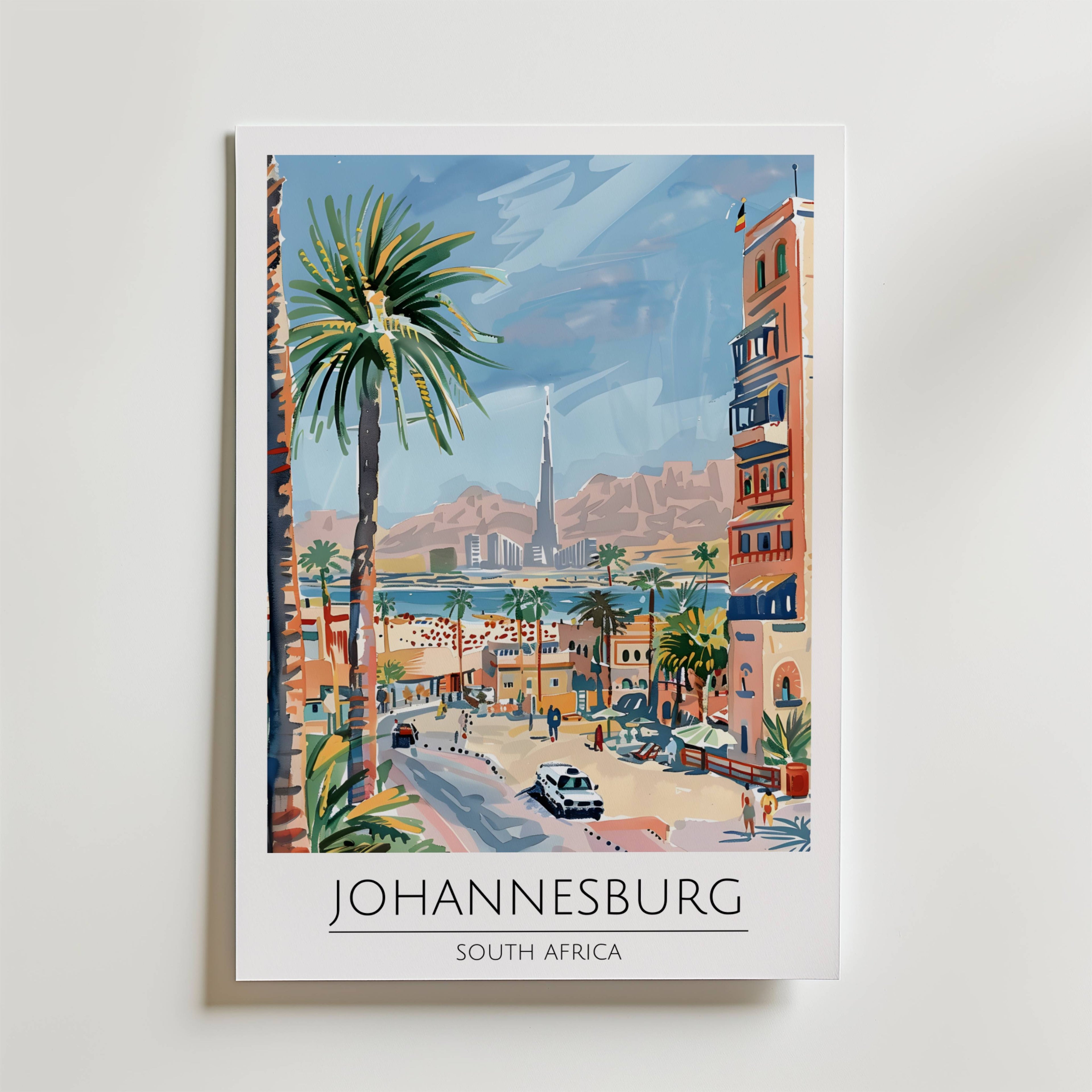 Storleksjämförelse för Johannesburg Cityscape affisch – Bozetto erbjuder flera format