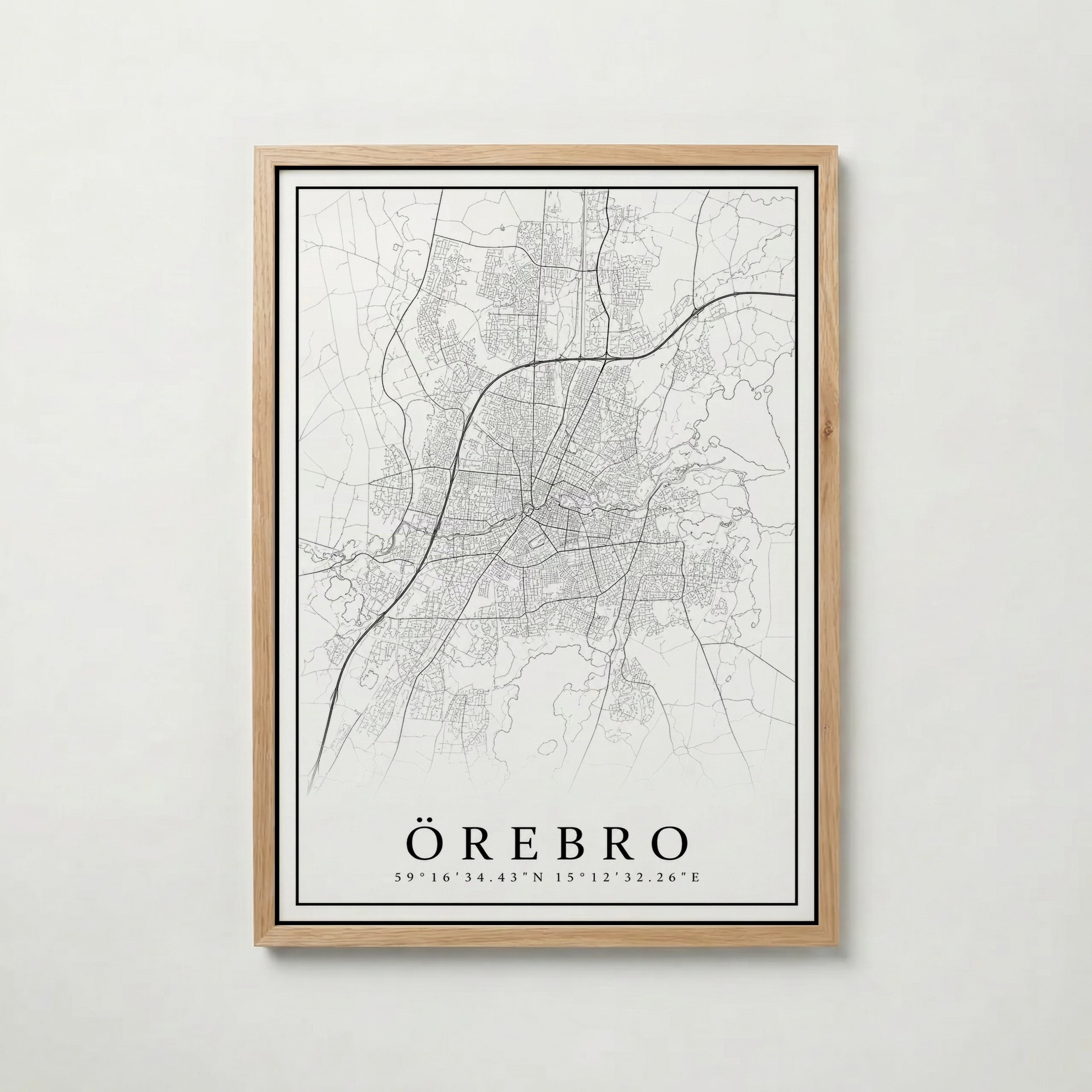 Örebro Karta poster i flera storlekar – jämför mått och välj rätt hos Bozetto i hög tryckkvalitet
