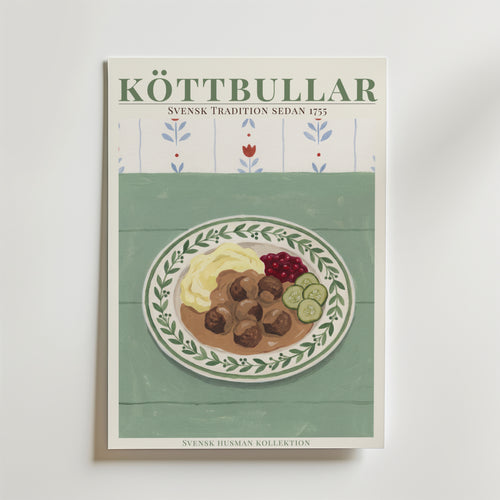 Köttbullar – stilfullt konsttryck från Bozetto, tryckt på matt finpapper i hög tryckkvalitet