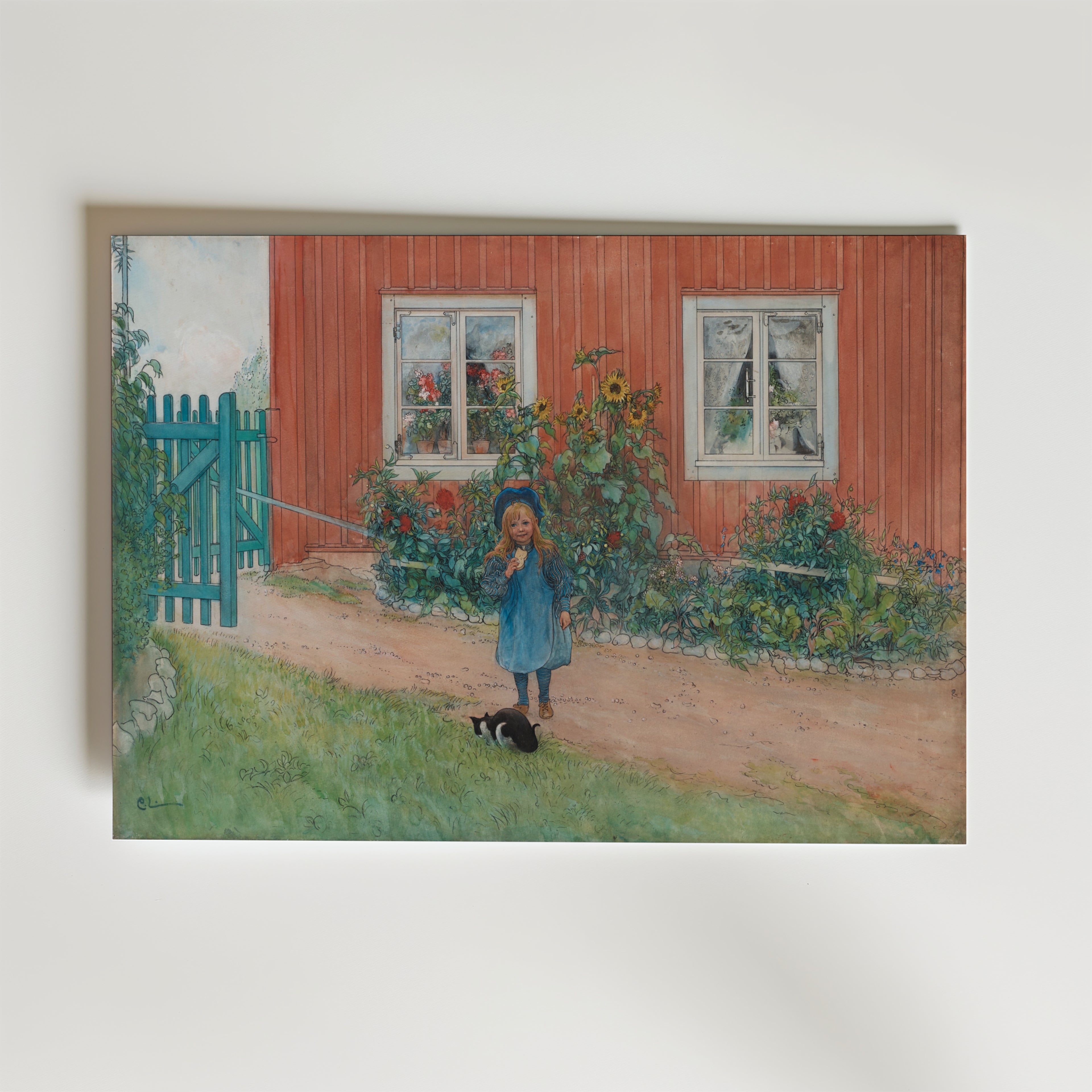 Carl Larsson Brita, en katt och affisch på neutral bakgrund – poster från Bozetto