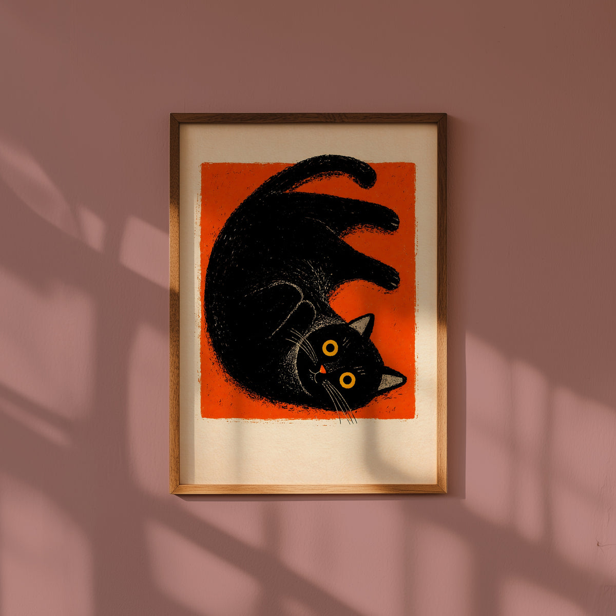 Curled Black Cat Poster