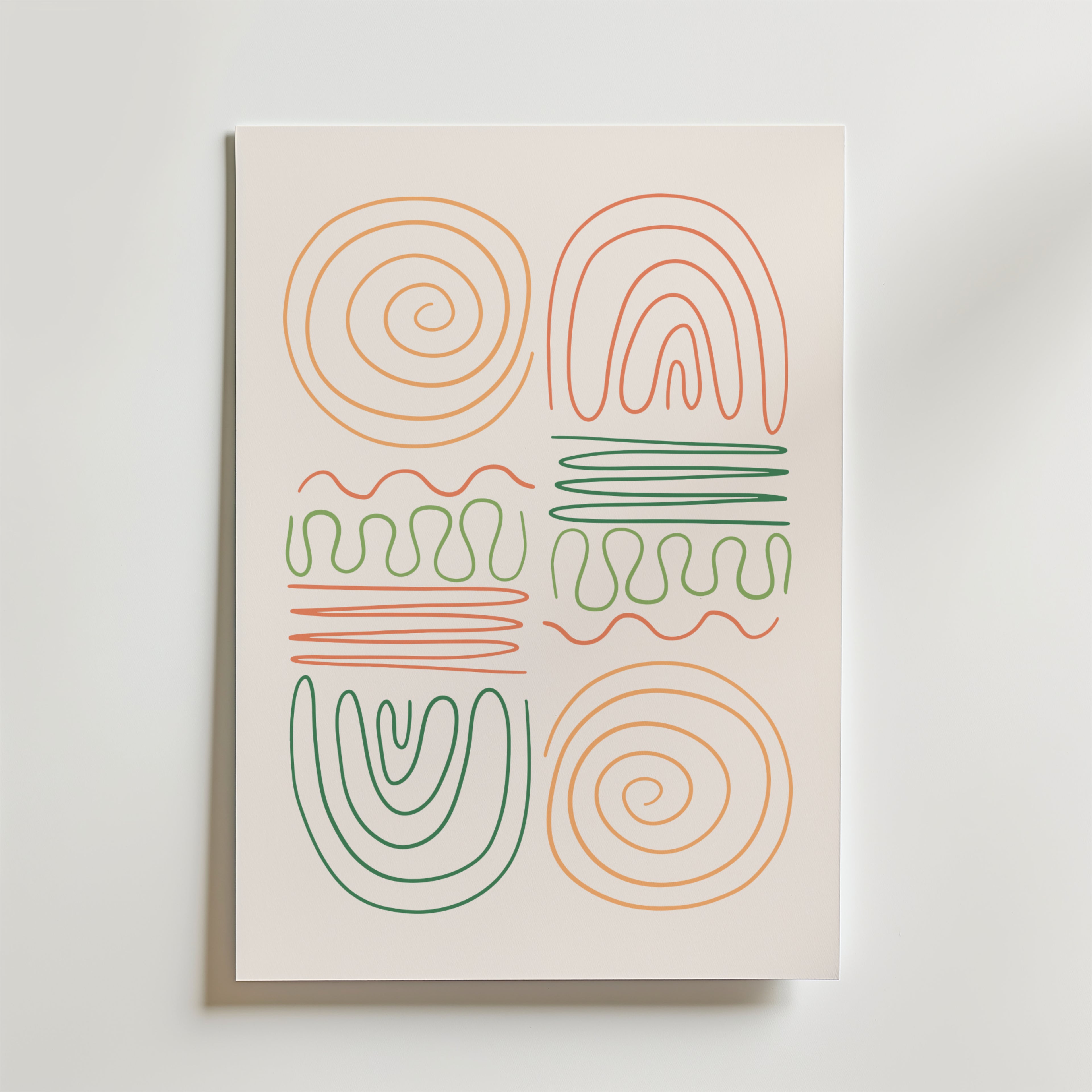 Abstract Pastel Shapes – stilfullt konsttryck från Bozetto, tryckt på matt finpapper