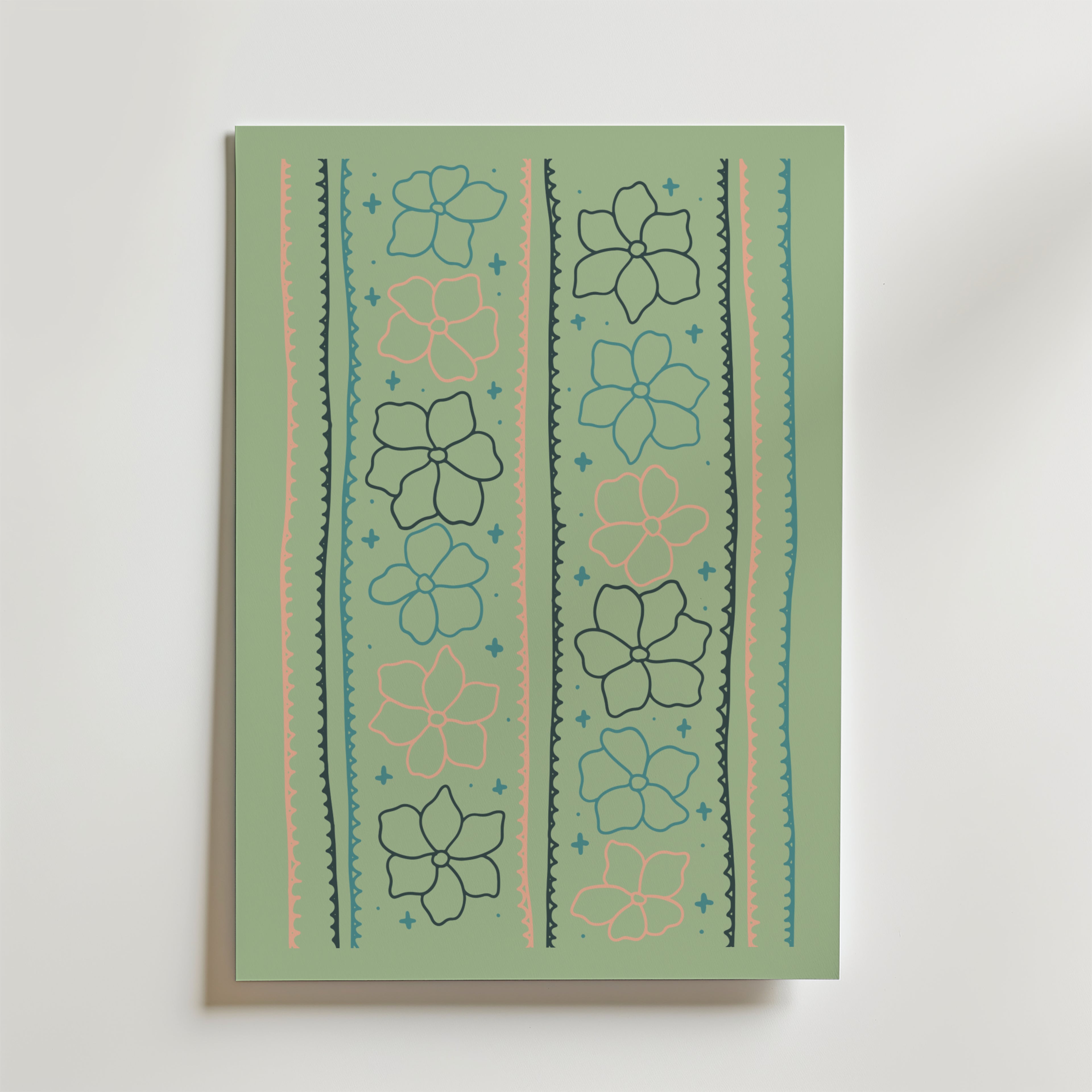 Pastel Garden Lines – stilfullt konsttryck från Bozetto, tryckt på matt finpapper