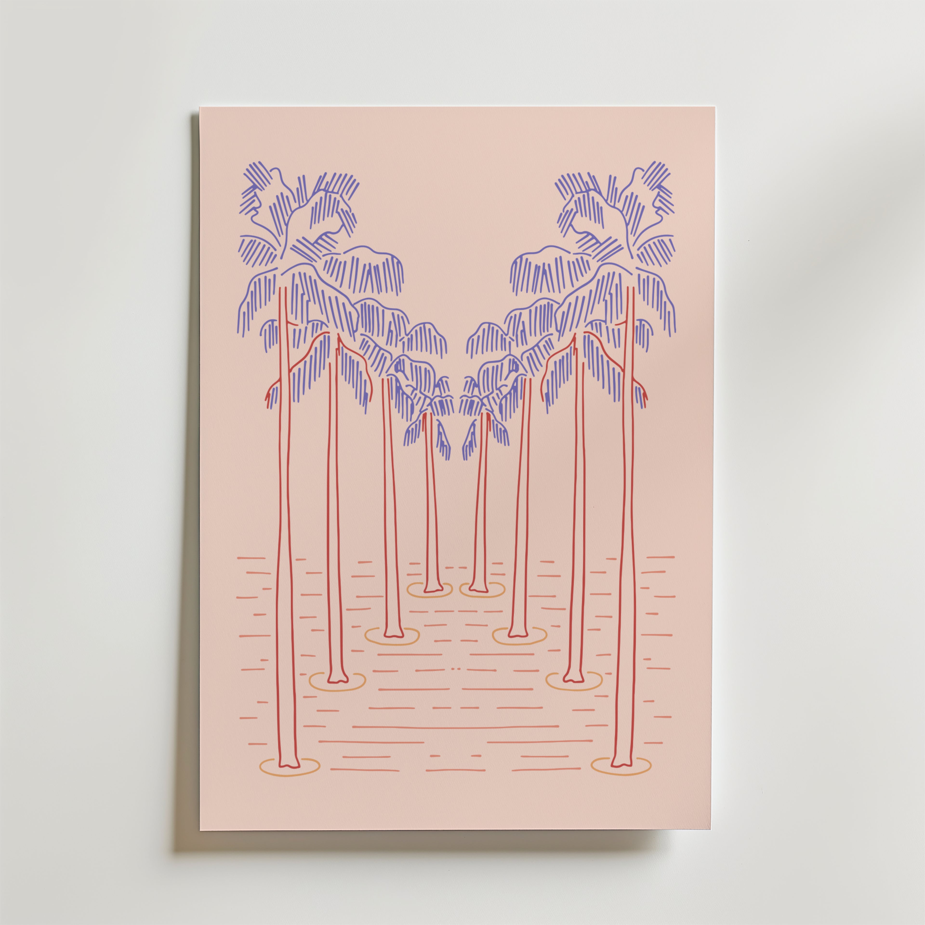 Palm Dream Sunset – stilfullt konsttryck från Bozetto, tryckt på matt finpapper i hög tryckkvalitet