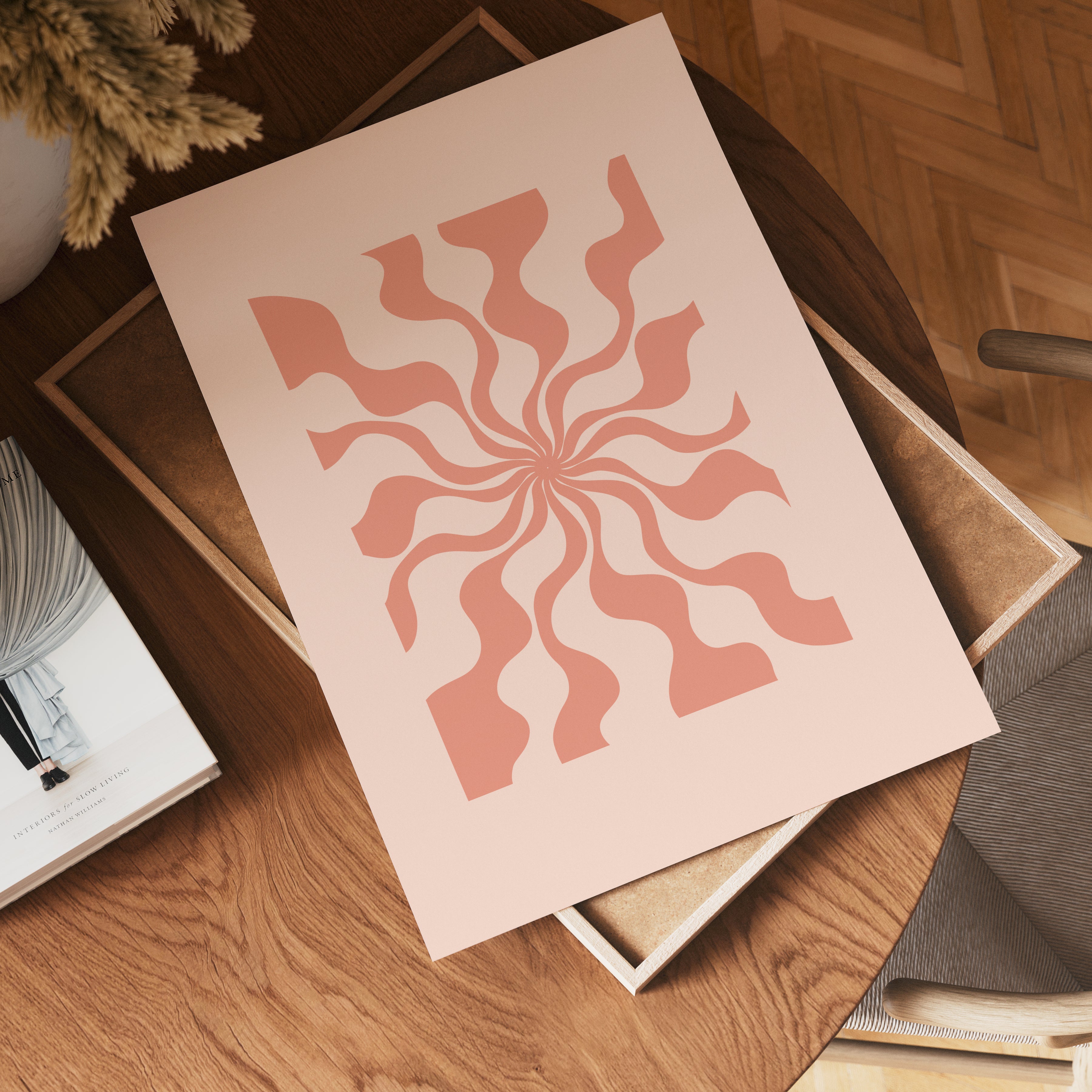 Retro Swirl Rose poster visad rakt fram – Bozetto affisch i hög tryckkvalitet i hög tryckkvalitet