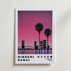 Mockup av Hiroshi Nagai Pink Sunset affisch på vägg – köp enkelt hos Bozetto i hög kvalitet