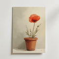 Potted Ped Poppy Flower – stilfullt konsttryck från Bozetto, tryckt på matt finpapper