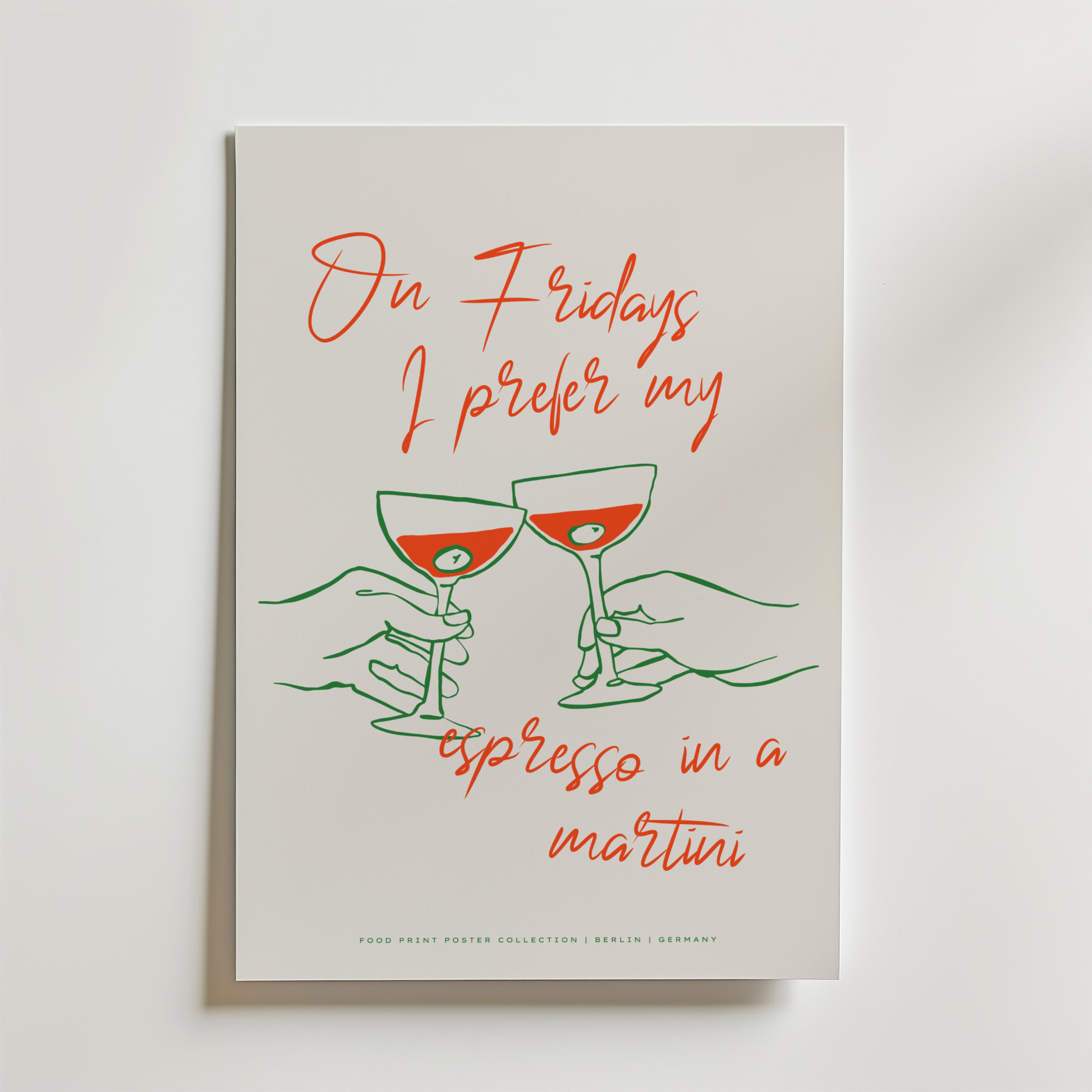 Friday Espresso Martini – stilfullt konsttryck från Bozetto, tryckt på matt finpapper