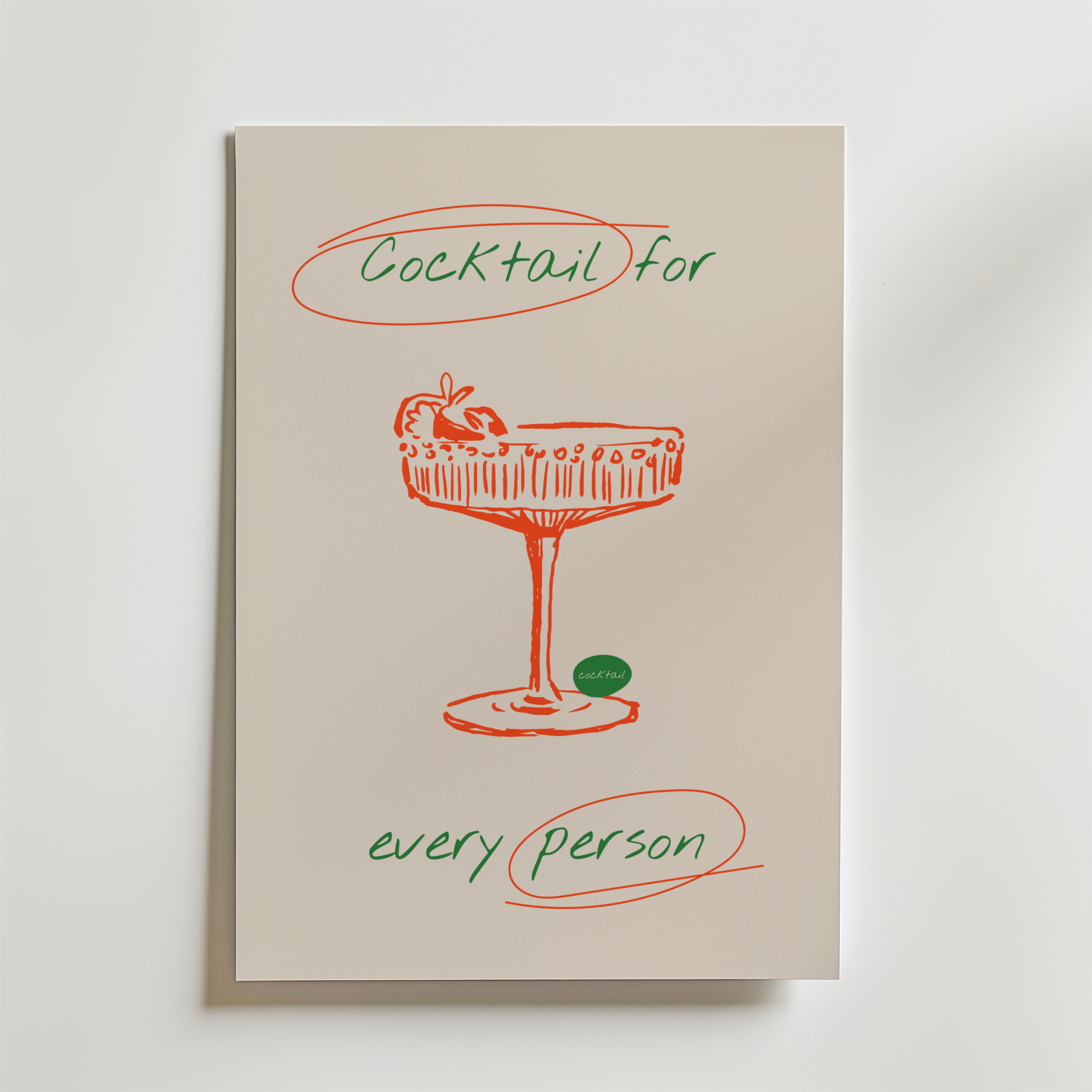 Cocktail For Every Person – stilfullt konsttryck från Bozetto, tryckt på matt finpapper