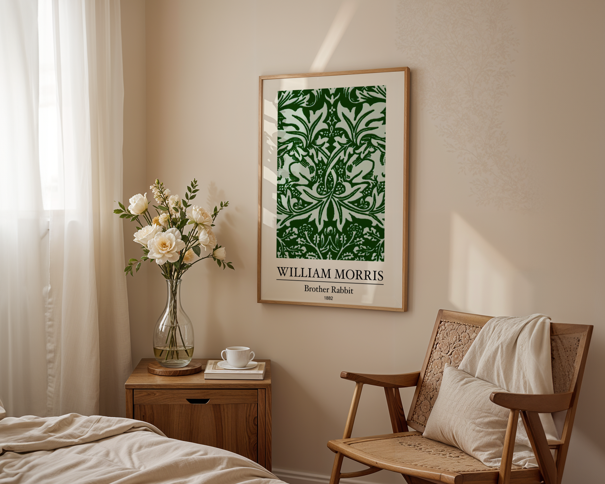 Mockup av William Morris Brother affisch på vägg – köp enkelt hos Bozetto i hög kvalitet