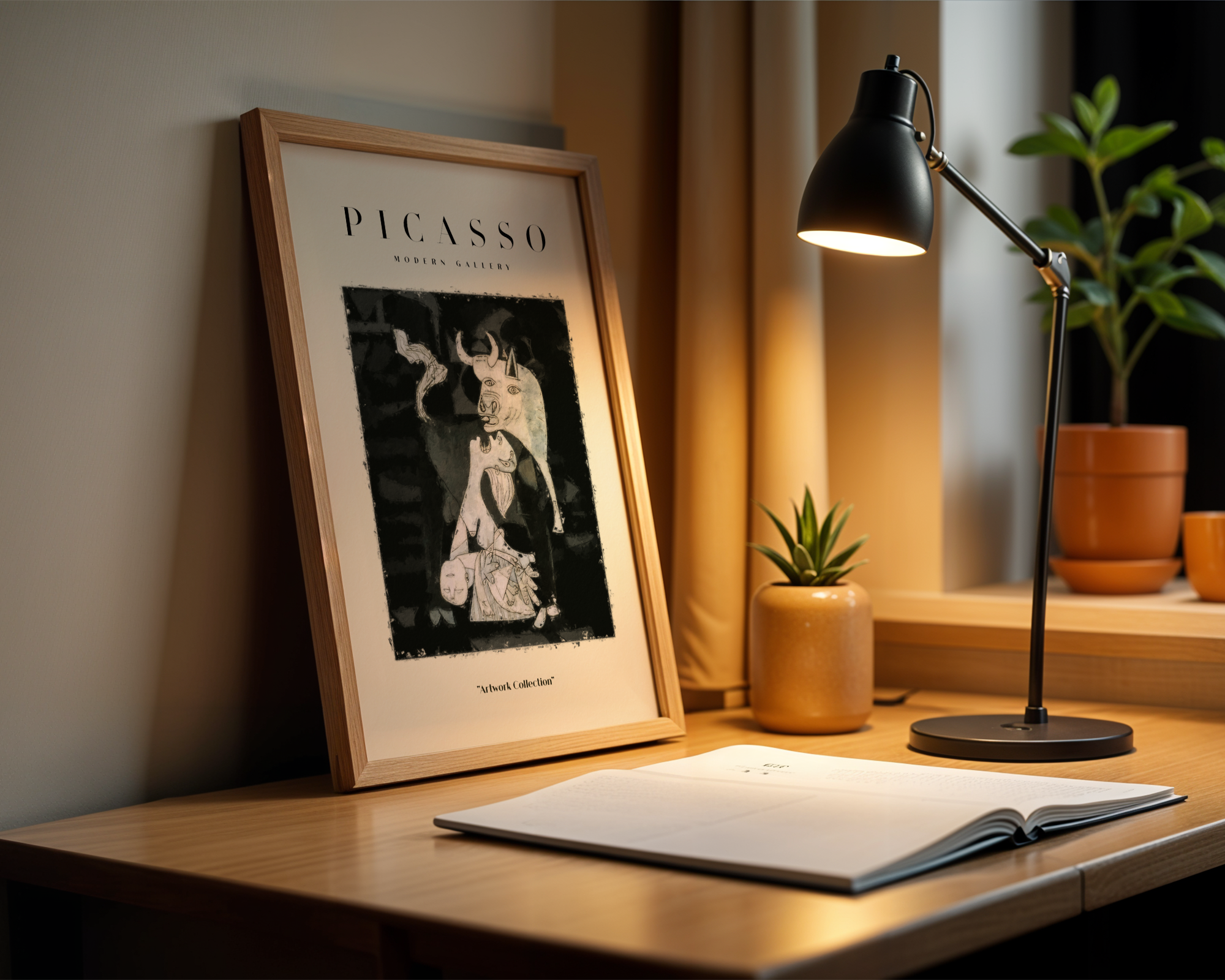 Mockup av Picasso Beast Of Sorrows affisch på vägg – köp enkelt hos Bozetto i hög kvalitet