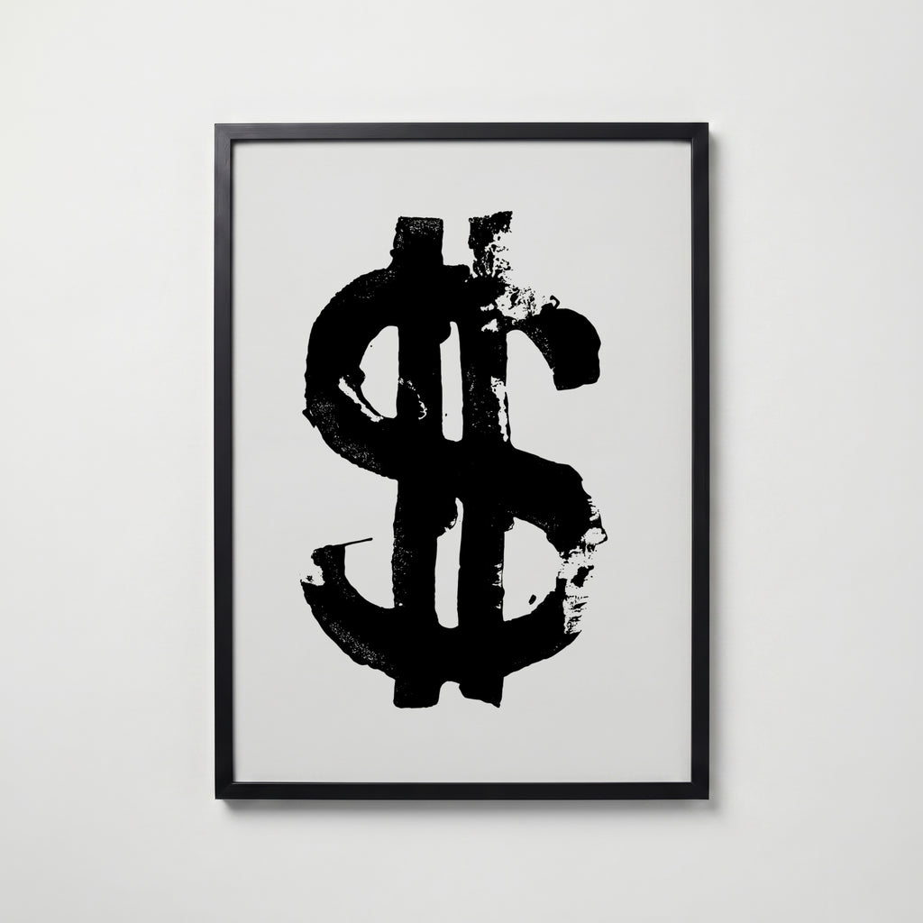 Inked Dollar Sign Poster – svart ram
