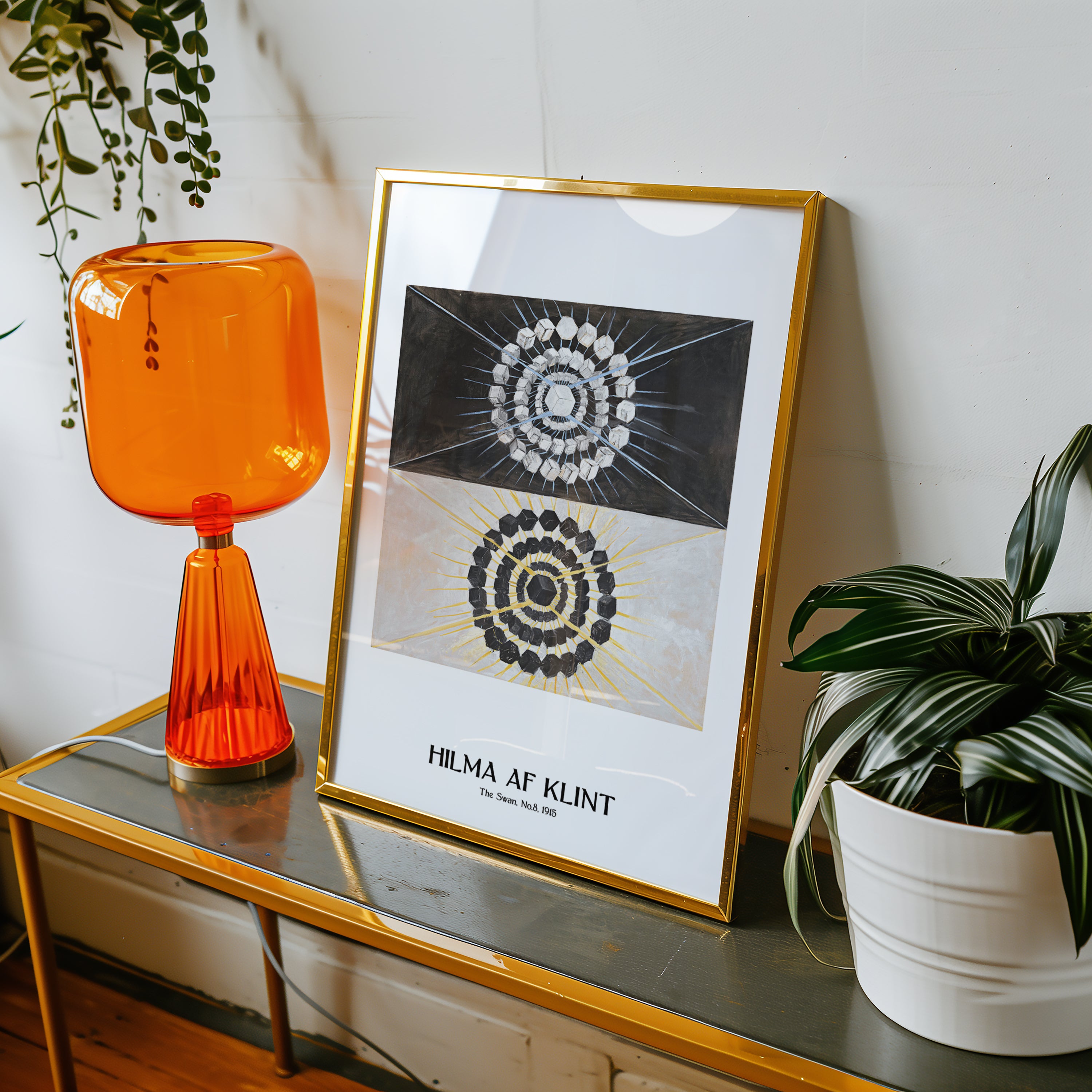 Hilma af Klint The Swan No.8 i väggmockup – konsttryck från Bozetto i hög kvalitet