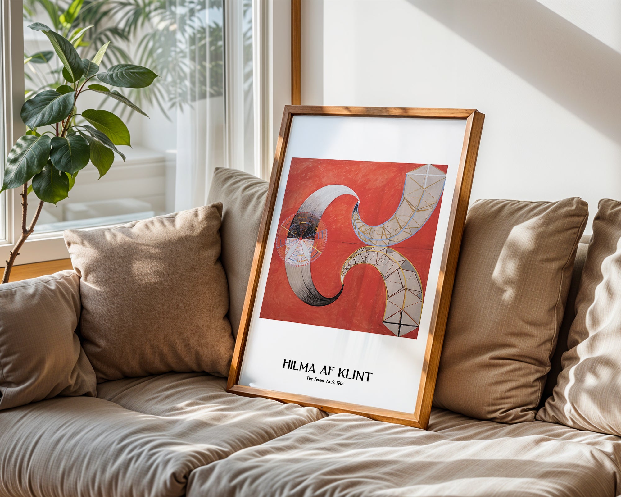 Hilma af Klint The Swan No.9 poster visualiserad på vägg – från Bozetto i hög kvalitet